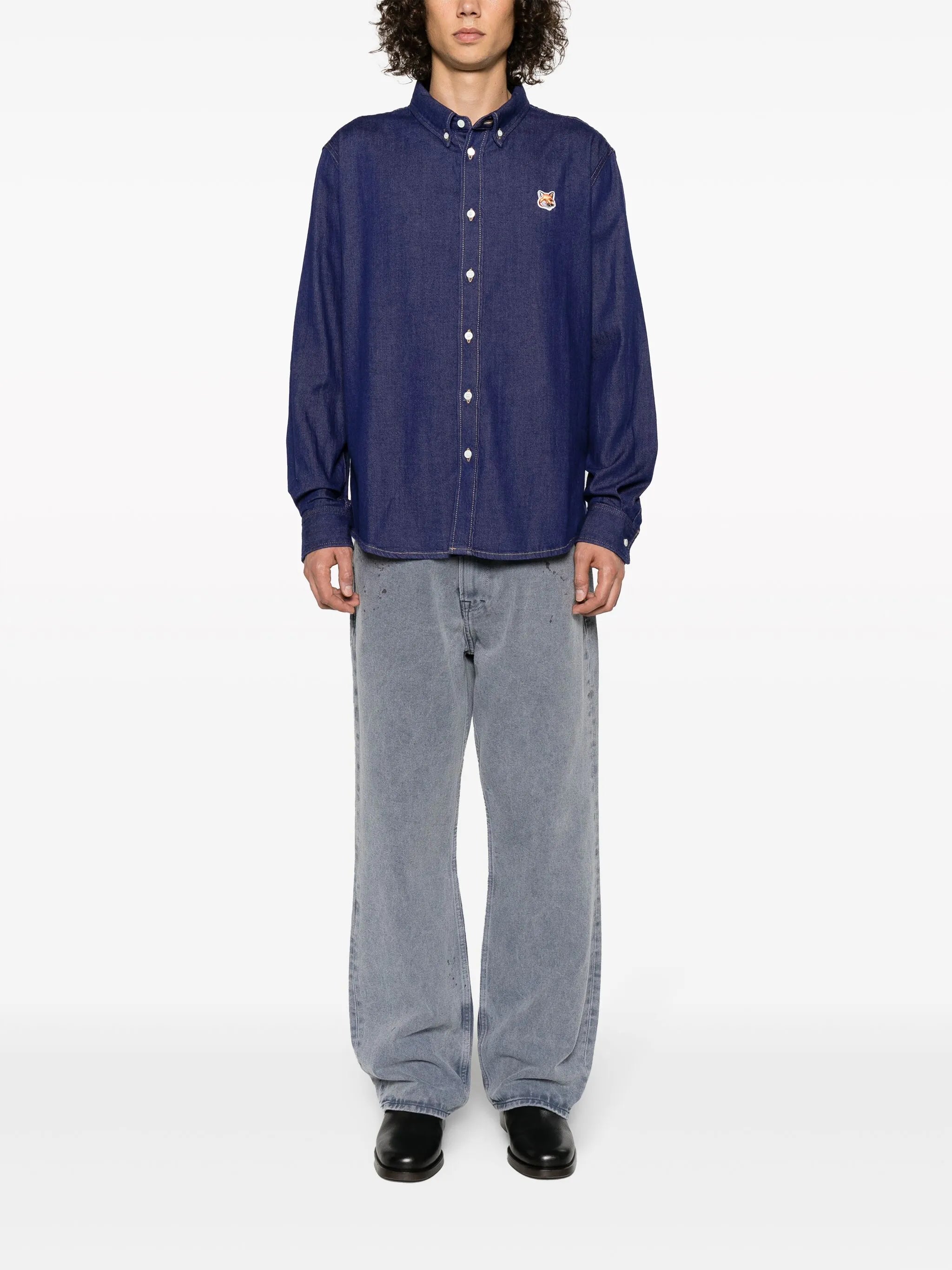 Fox Head-motif cotton shirt