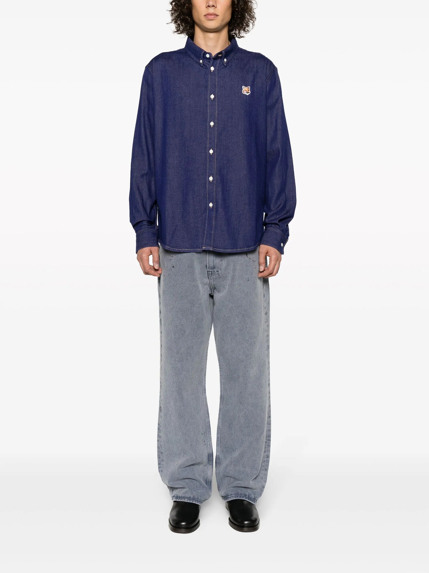 Fox Head-motif cotton shirt