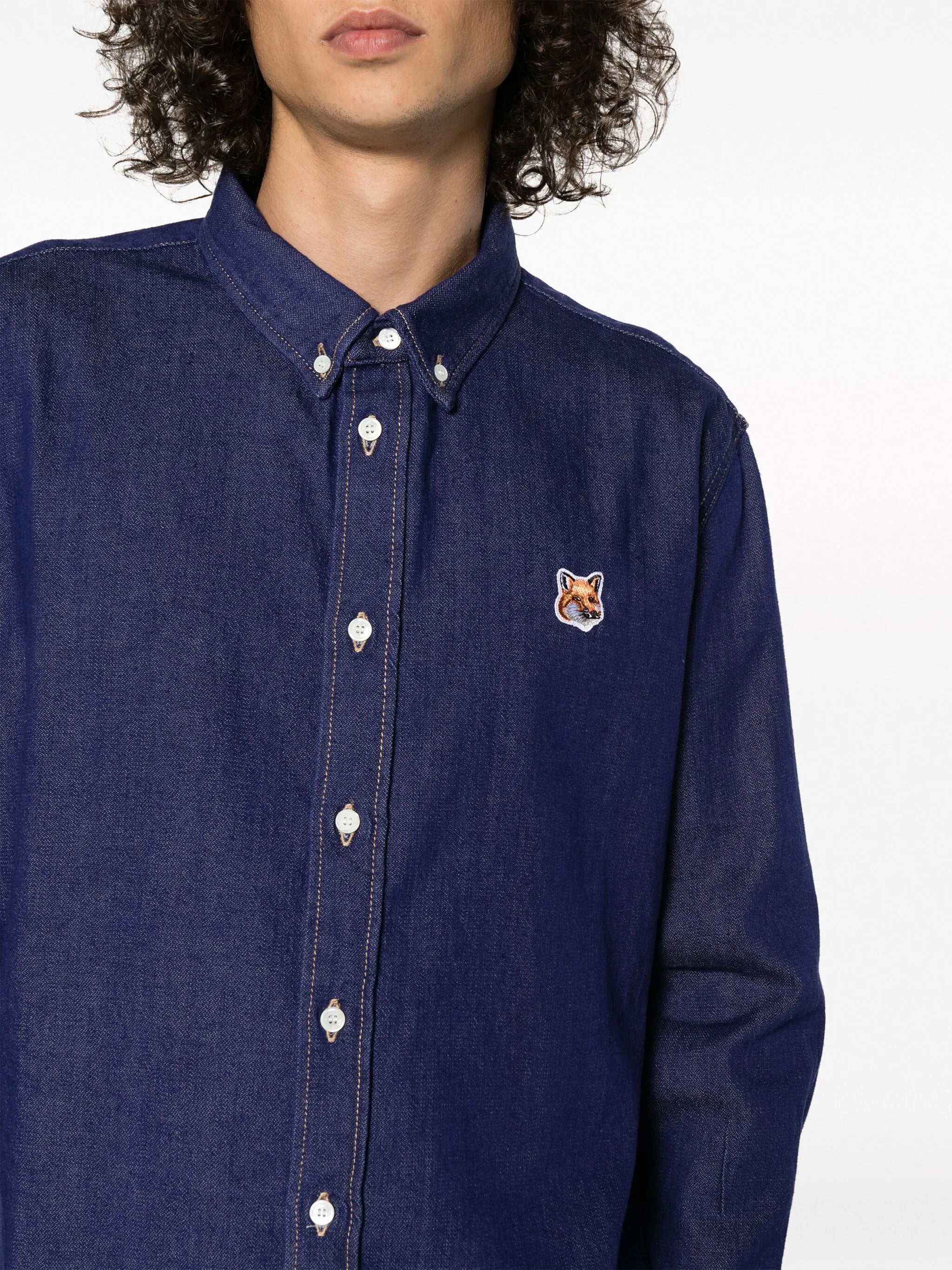 Fox Head-motif cotton shirt