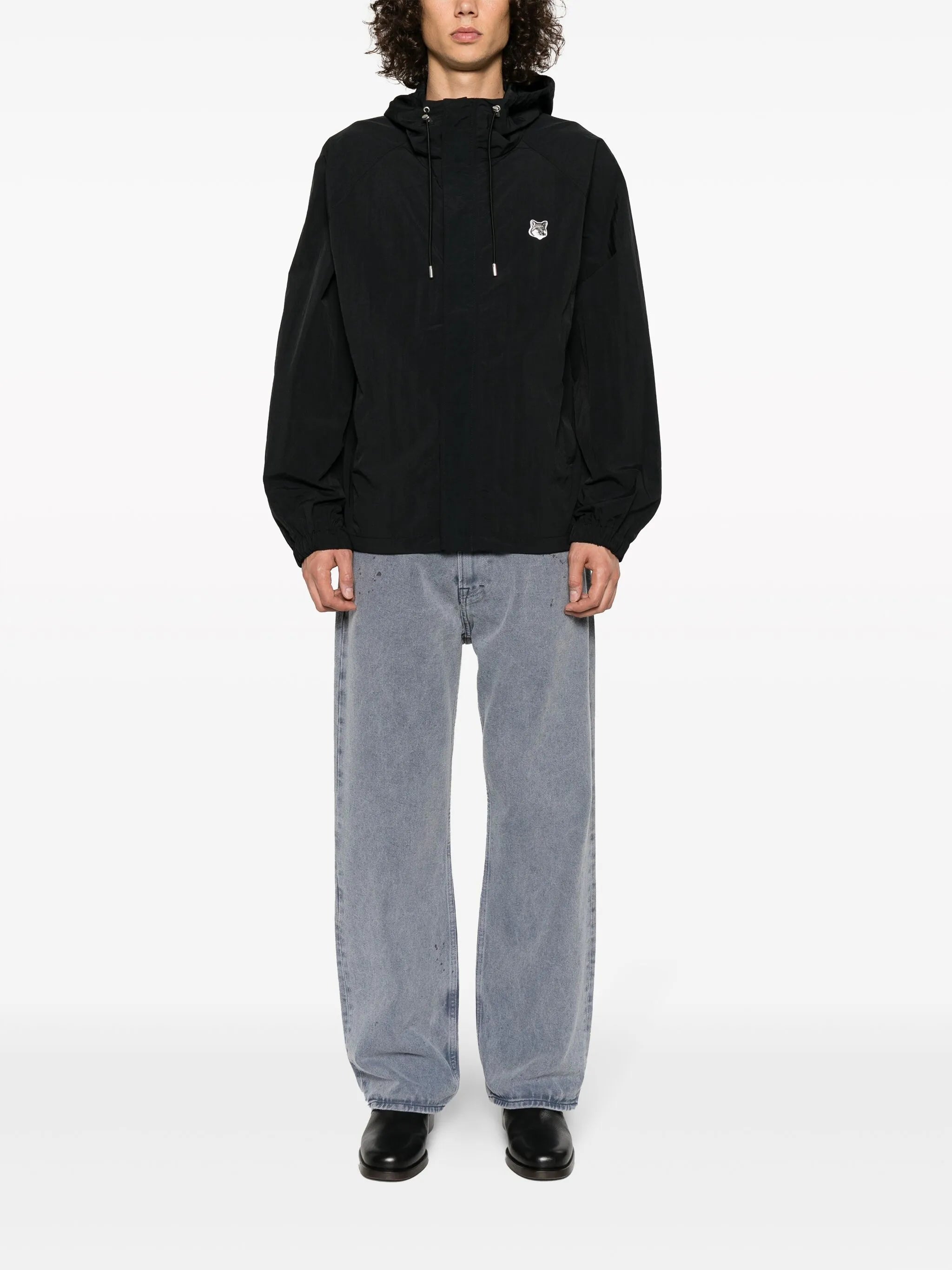 Fox Head-patch hooded windbreaker