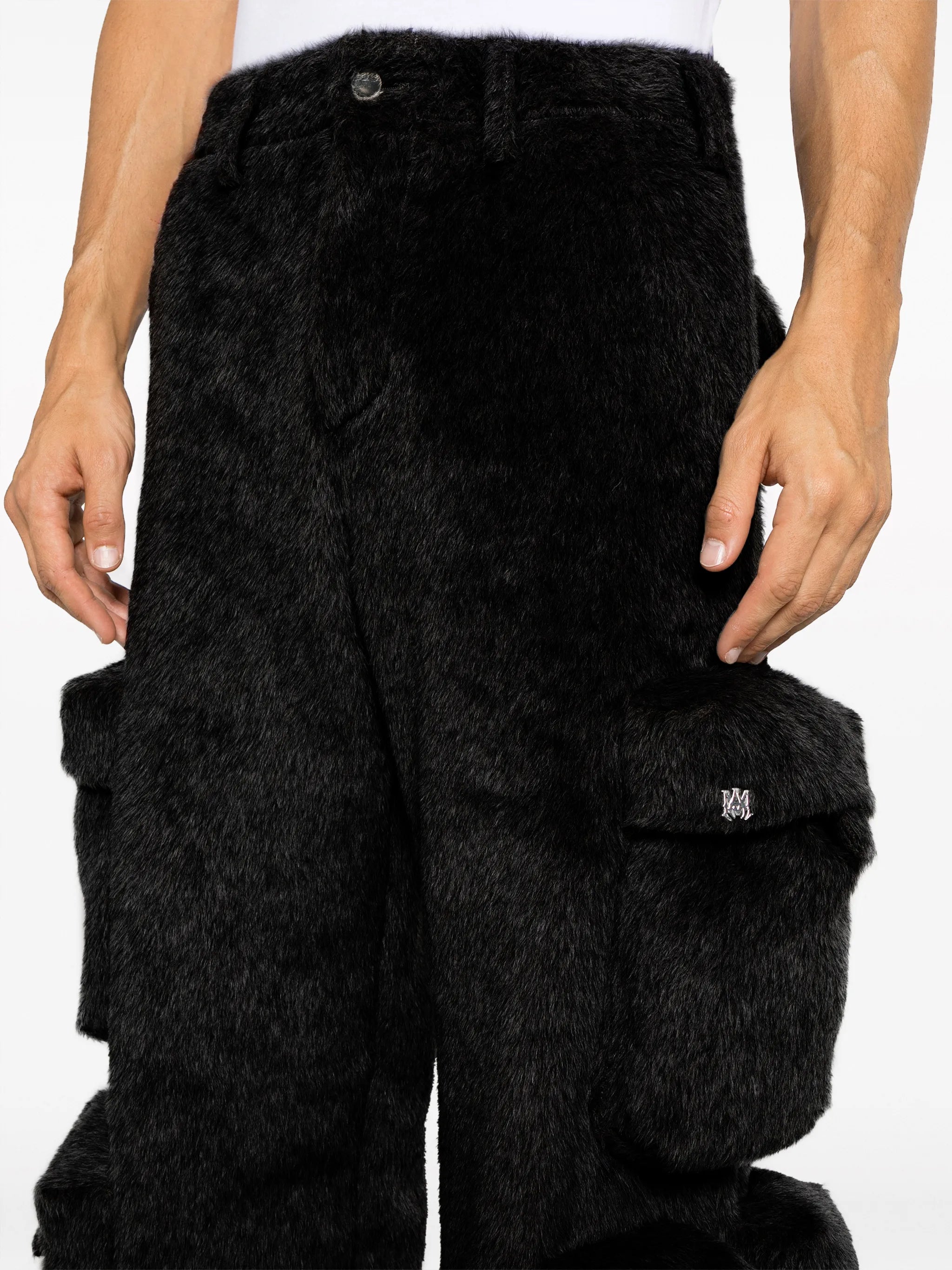faux-fur cargo pants