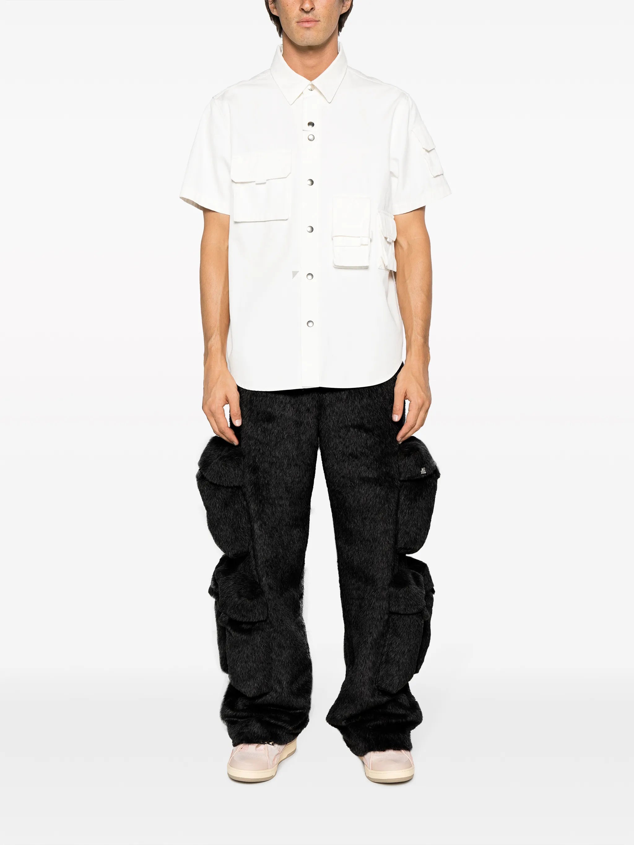 faux-fur cargo pants