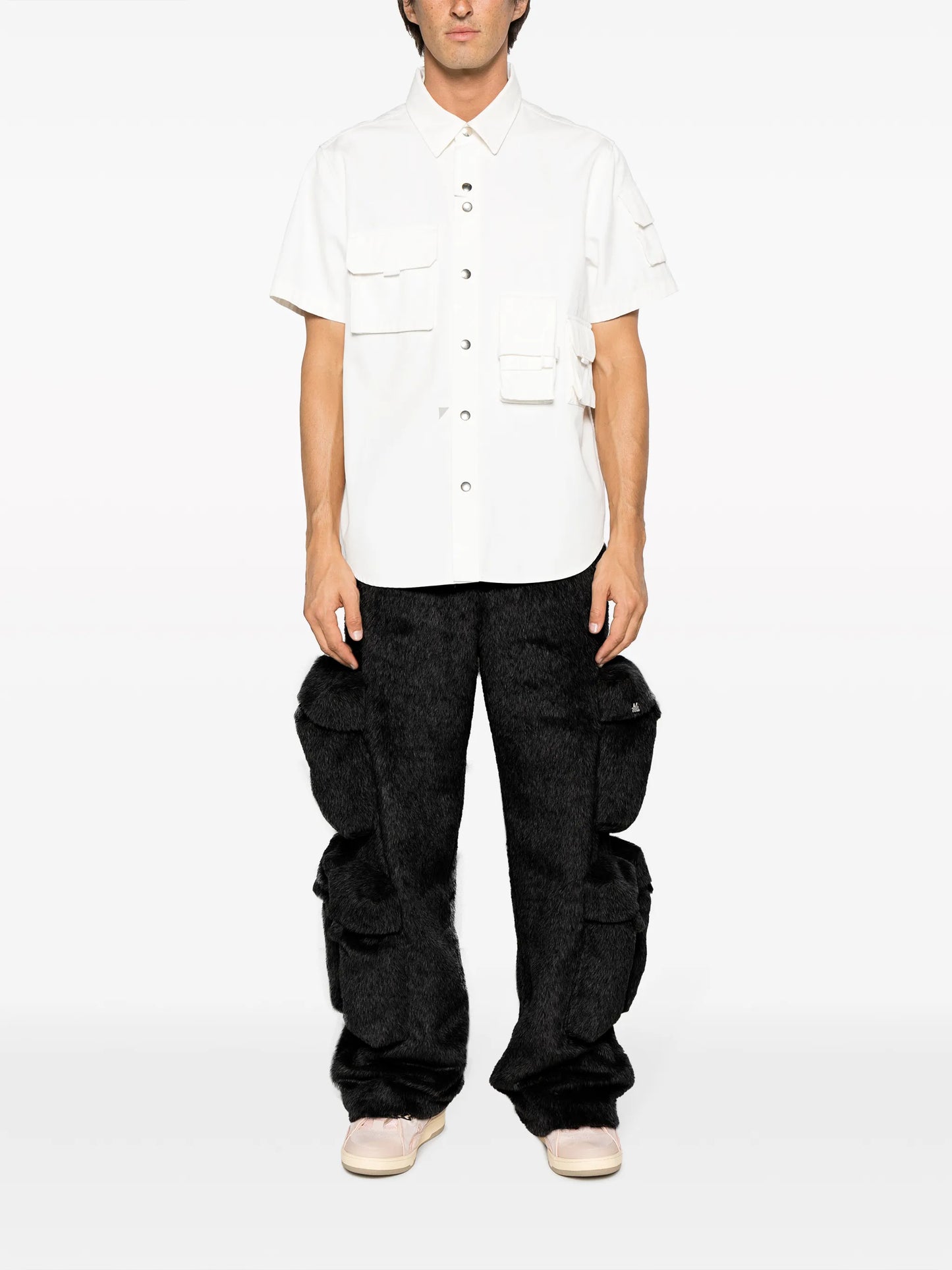 faux-fur cargo pants
