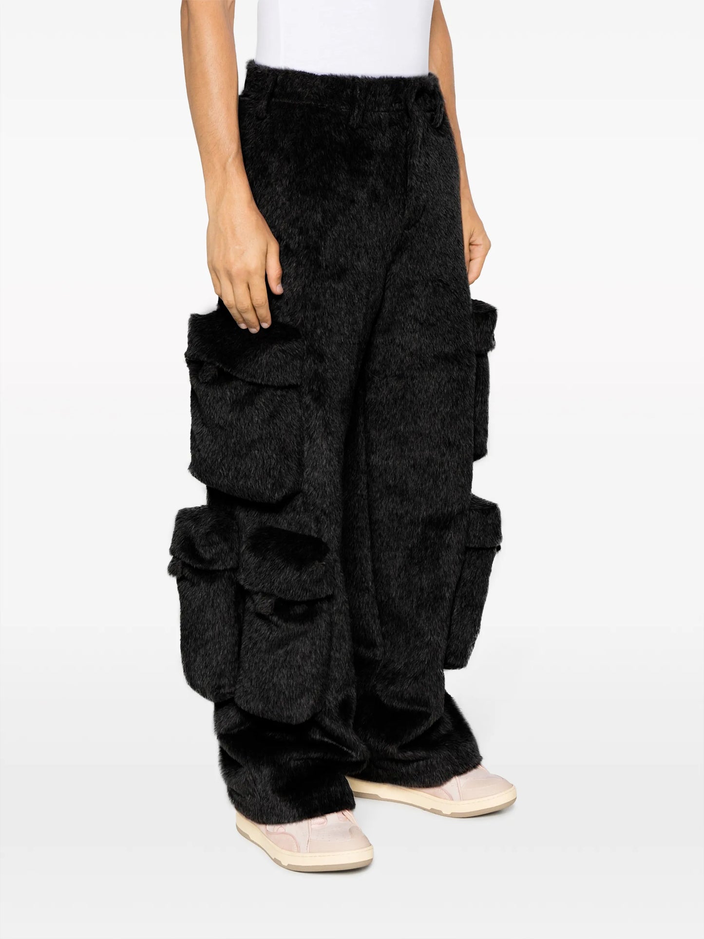 faux-fur cargo pants