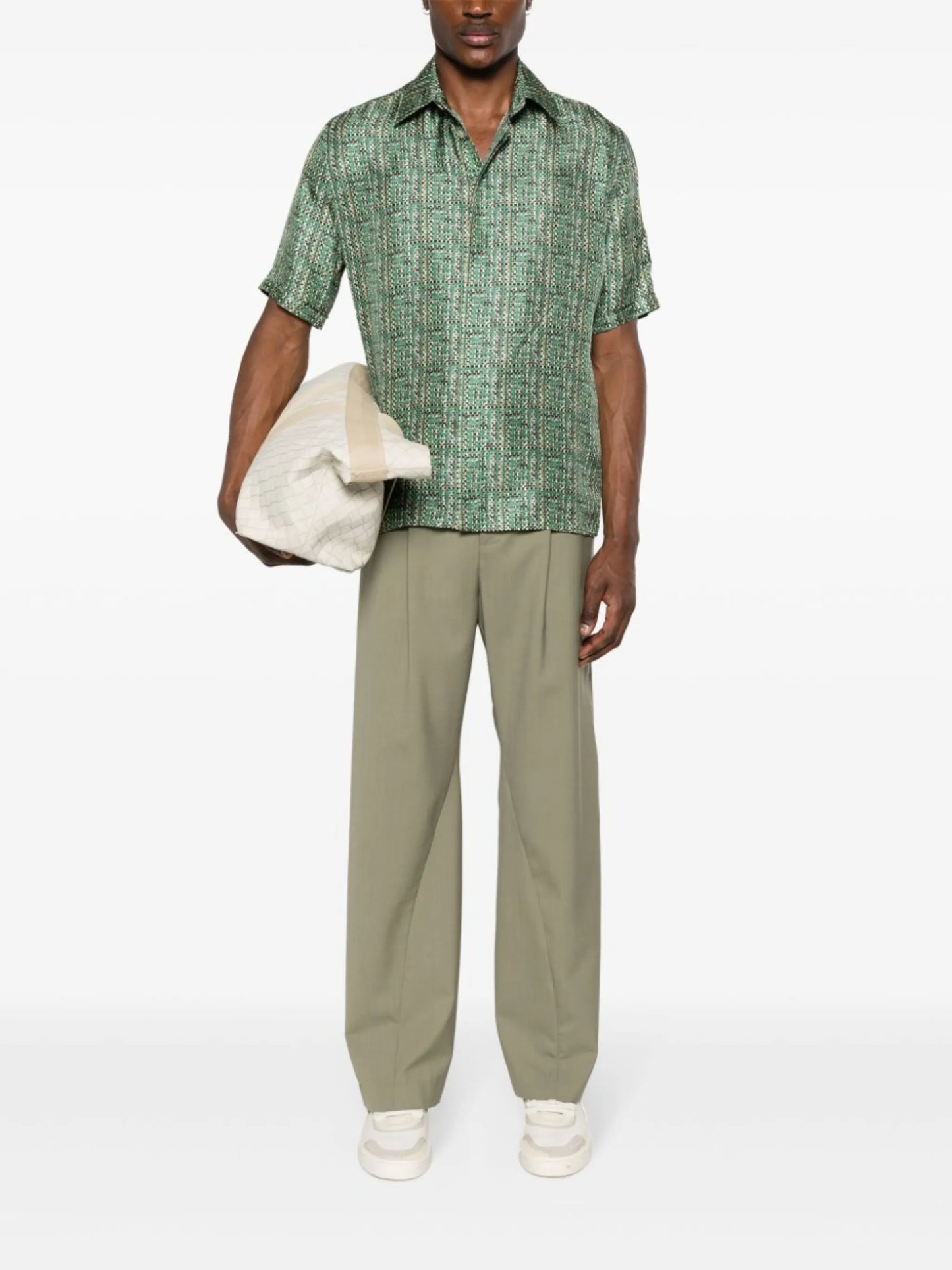 abstract-print silk shirt