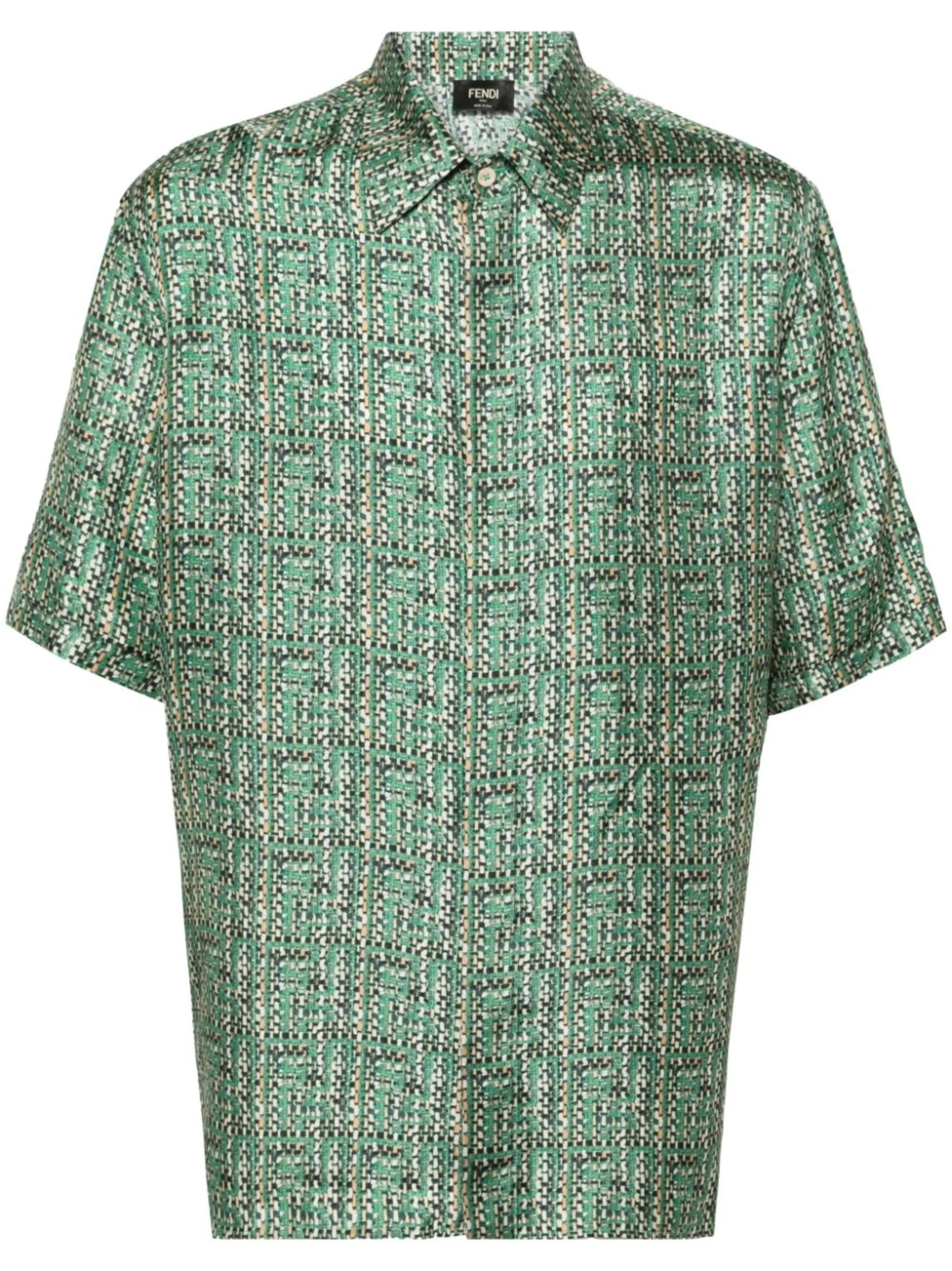 abstract-print silk shirt