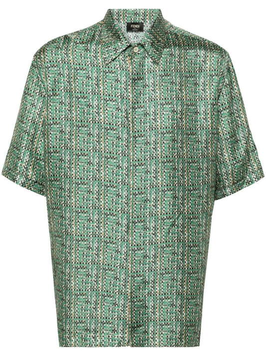 abstract-print silk shirt
