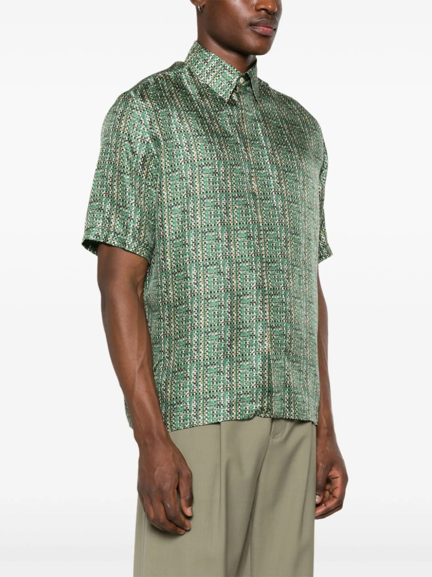 abstract-print silk shirt
