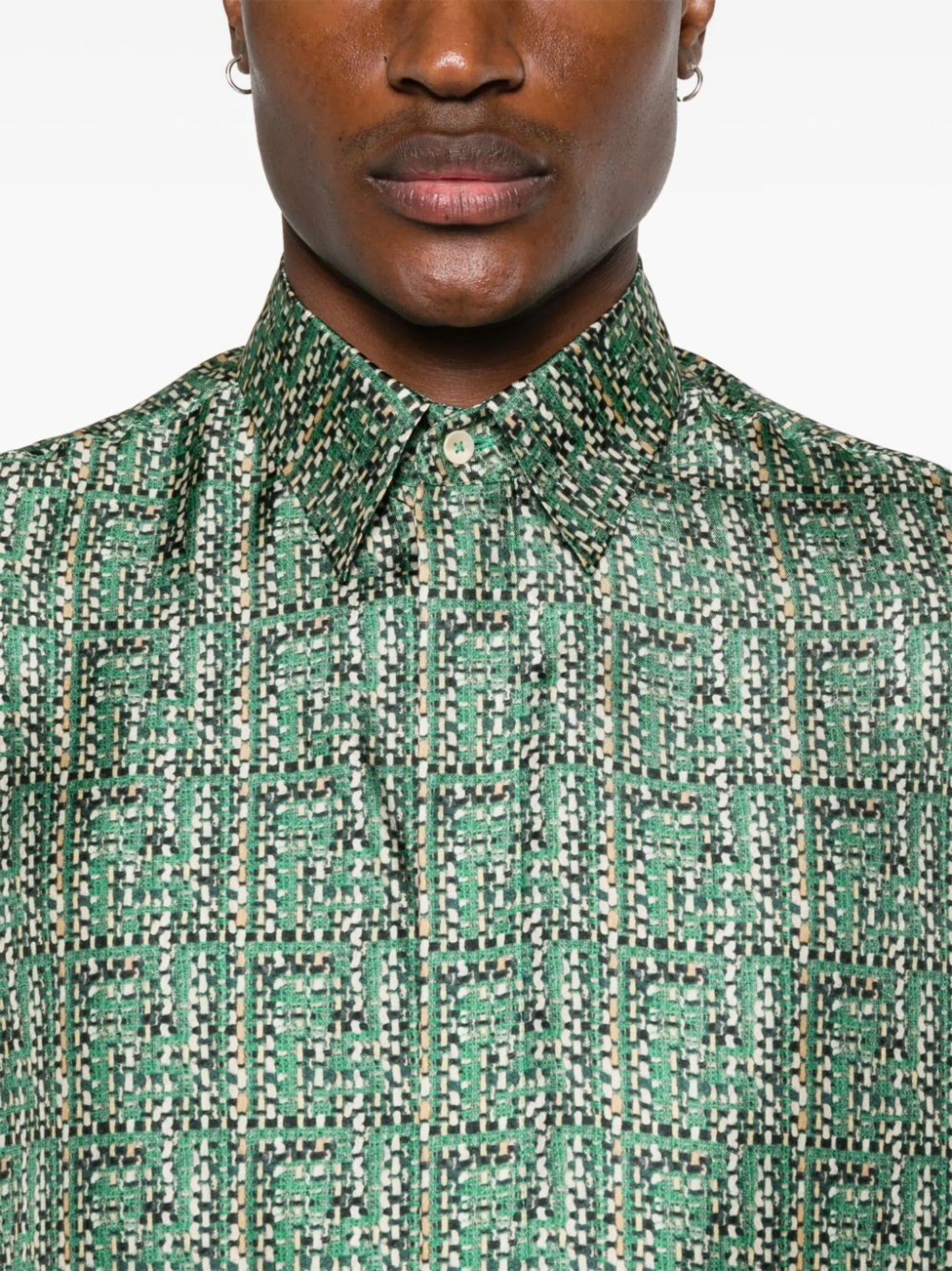 abstract-print silk shirt