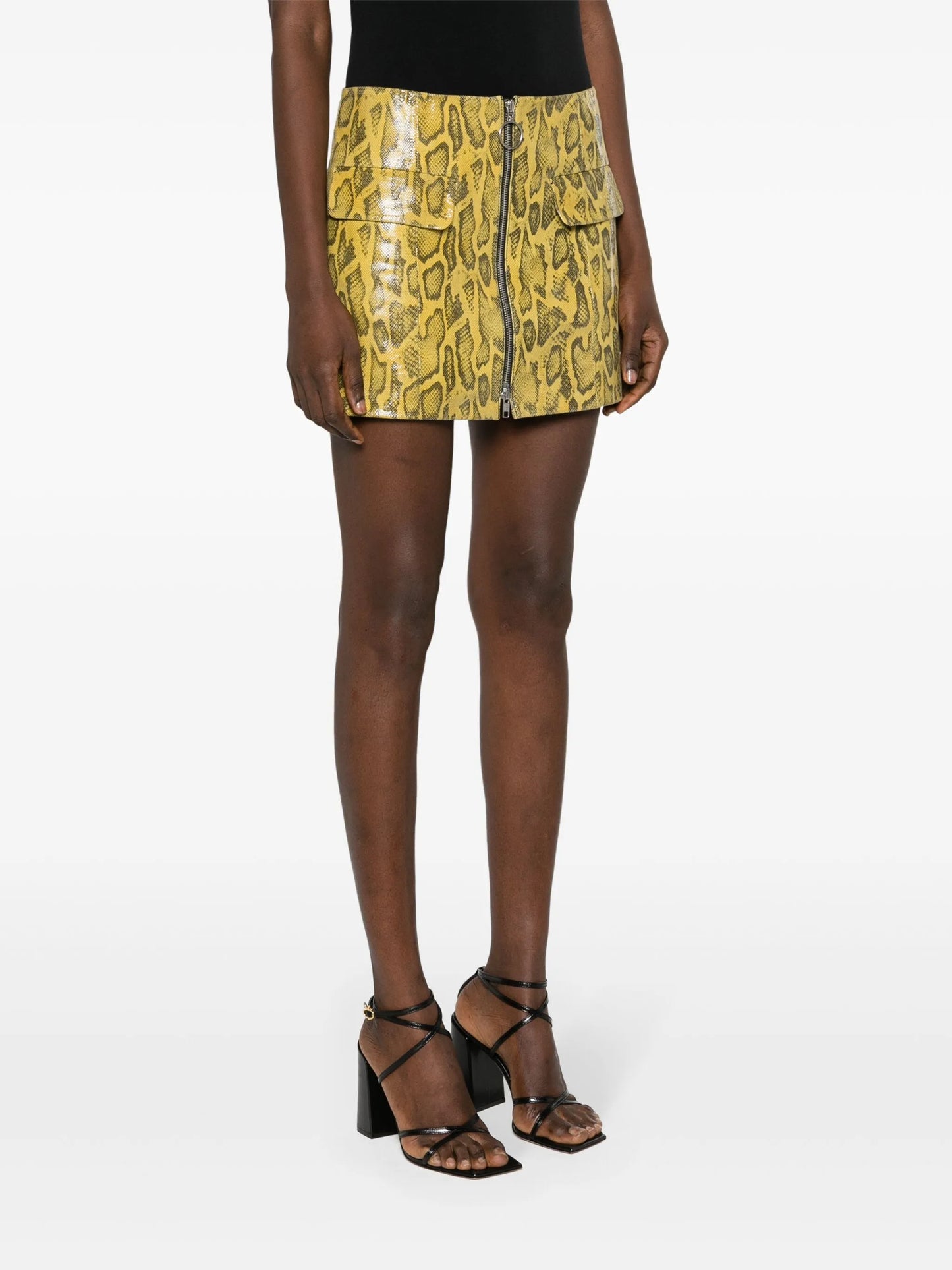 Elvira snakeskin-print leather miniskirt