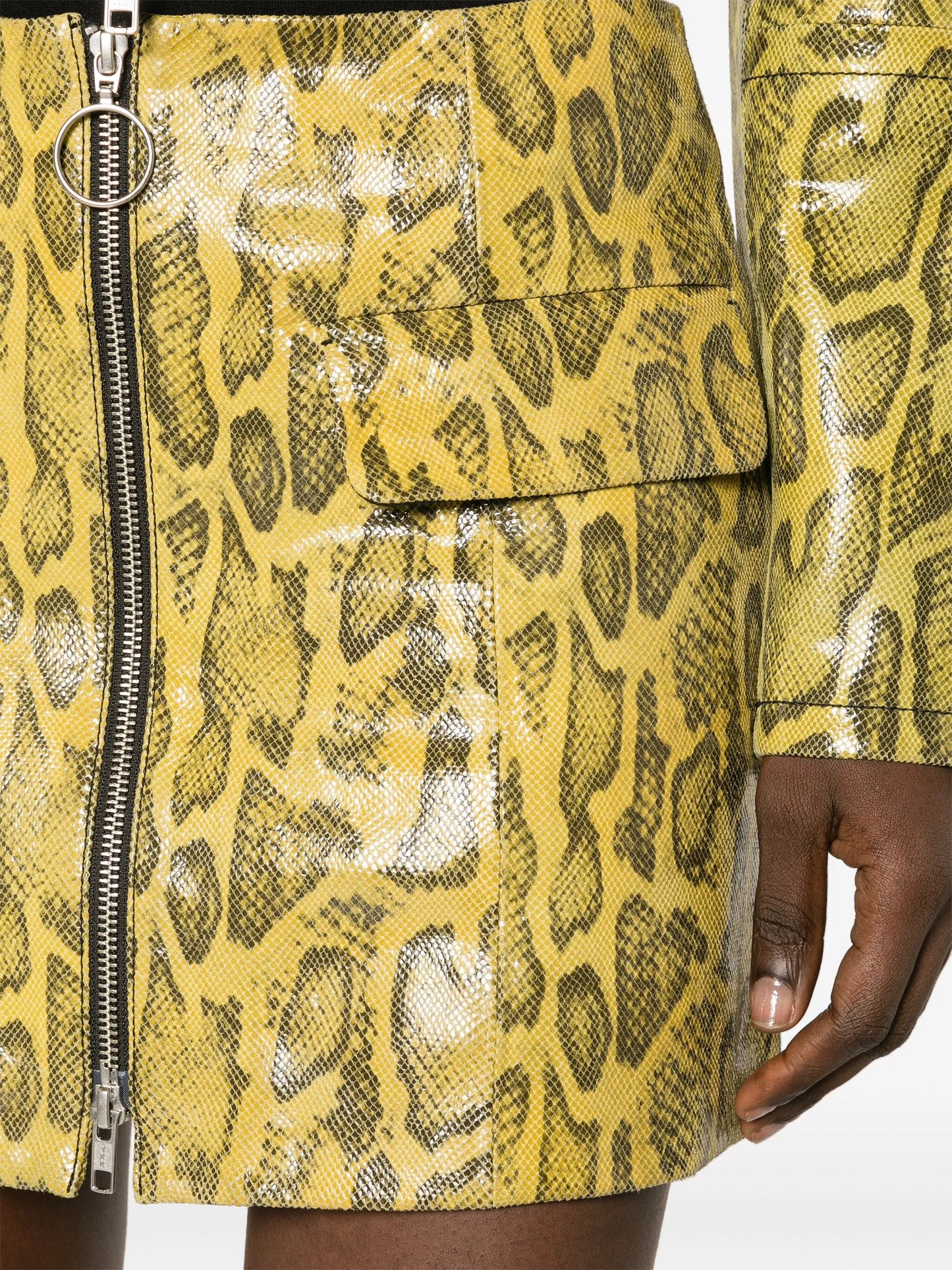Elvira snakeskin-print leather miniskirt