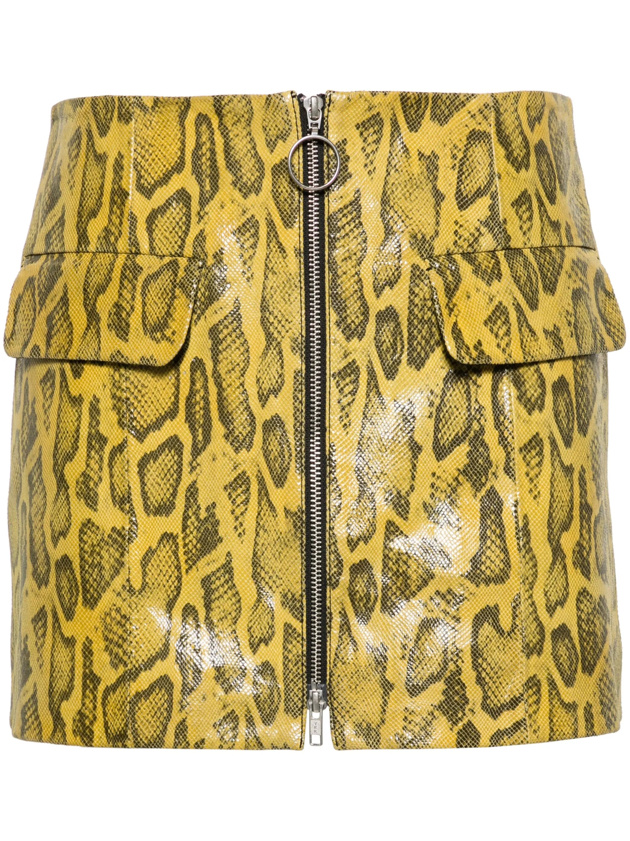 Elvira snakeskin-print leather miniskirt