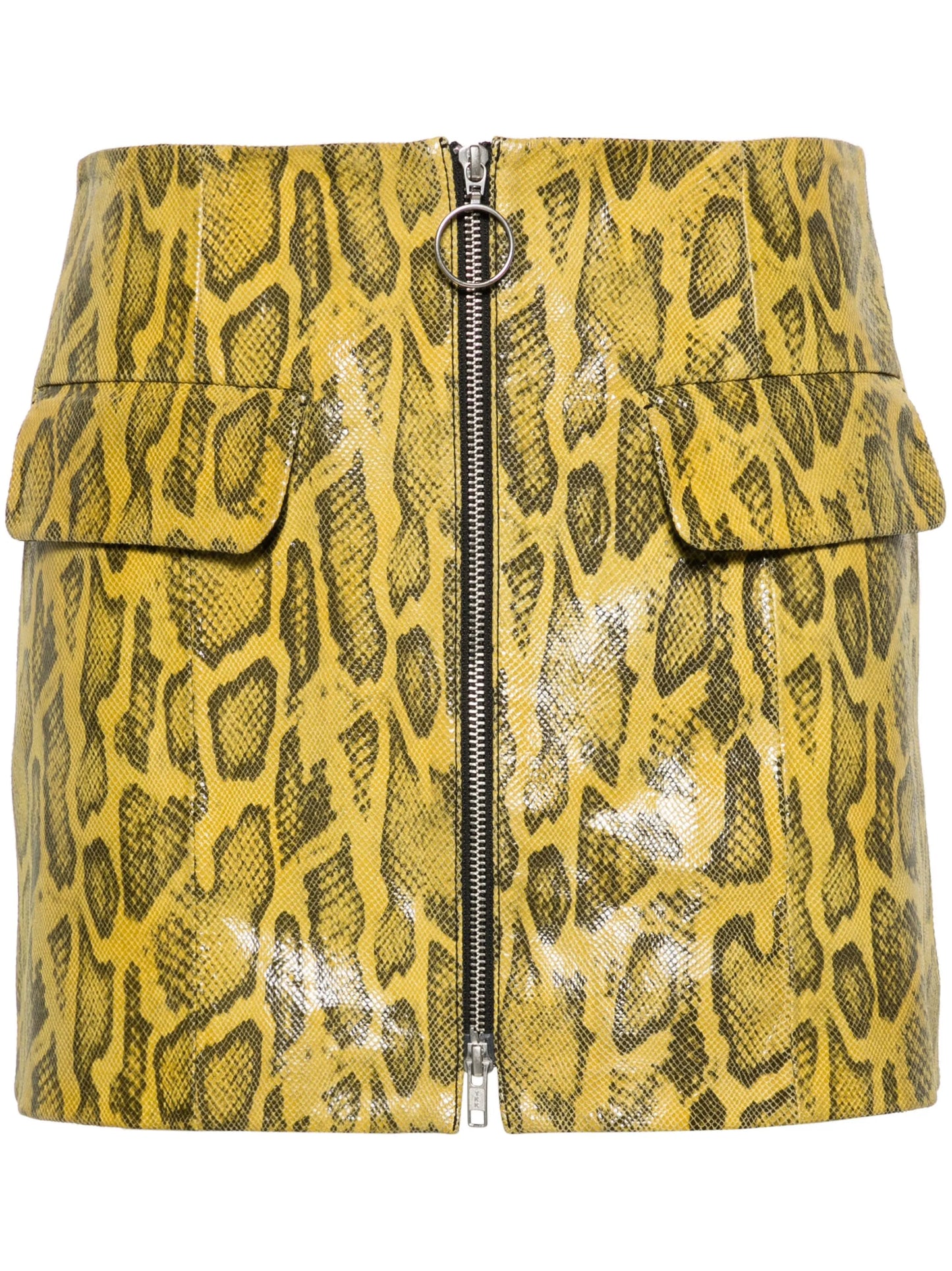 Elvira snakeskin-print leather miniskirt