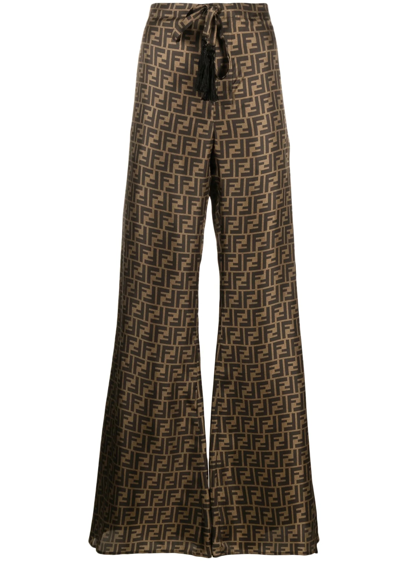 FF-print silk palazzo pants