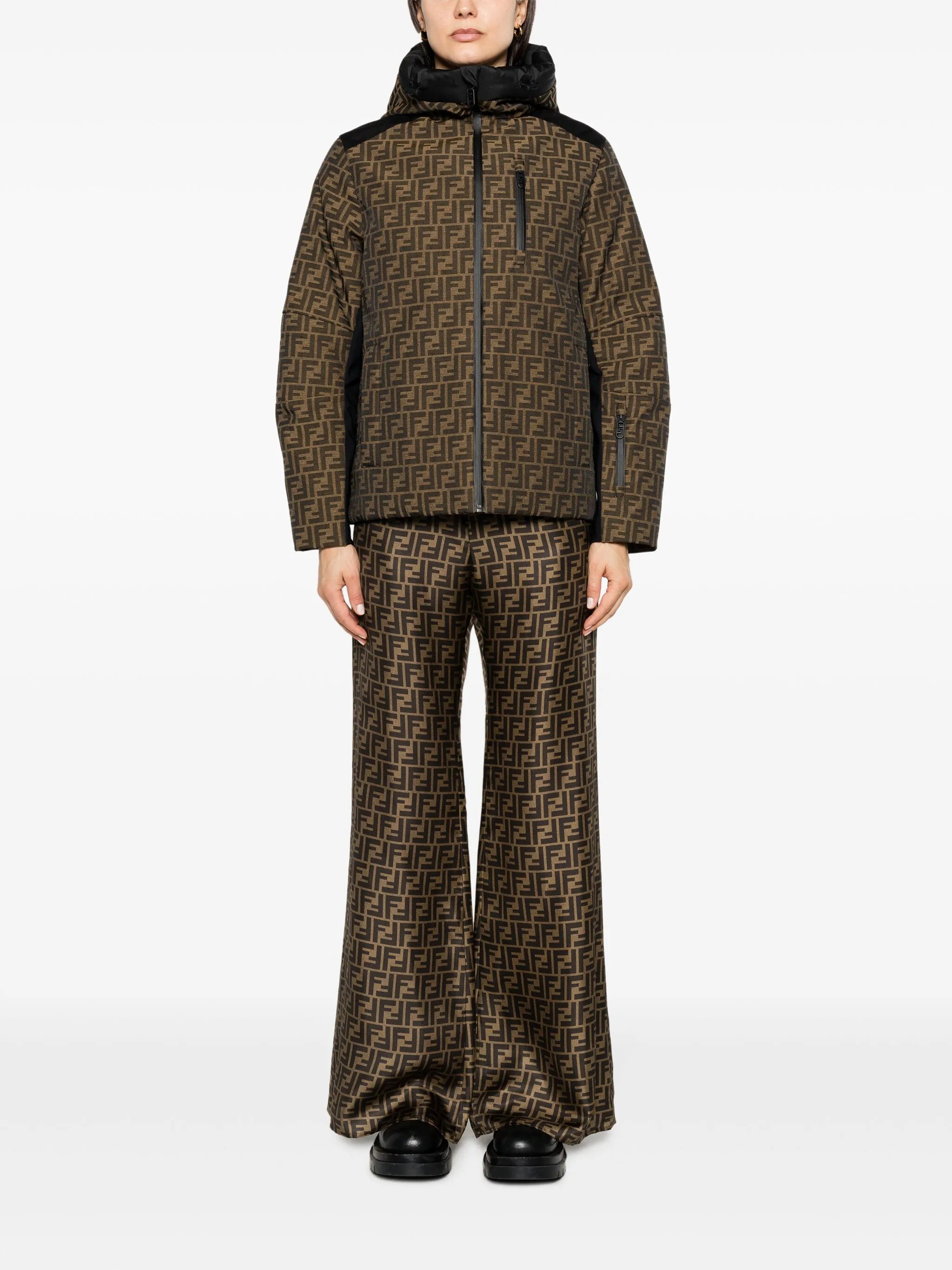 FF-print silk palazzo pants