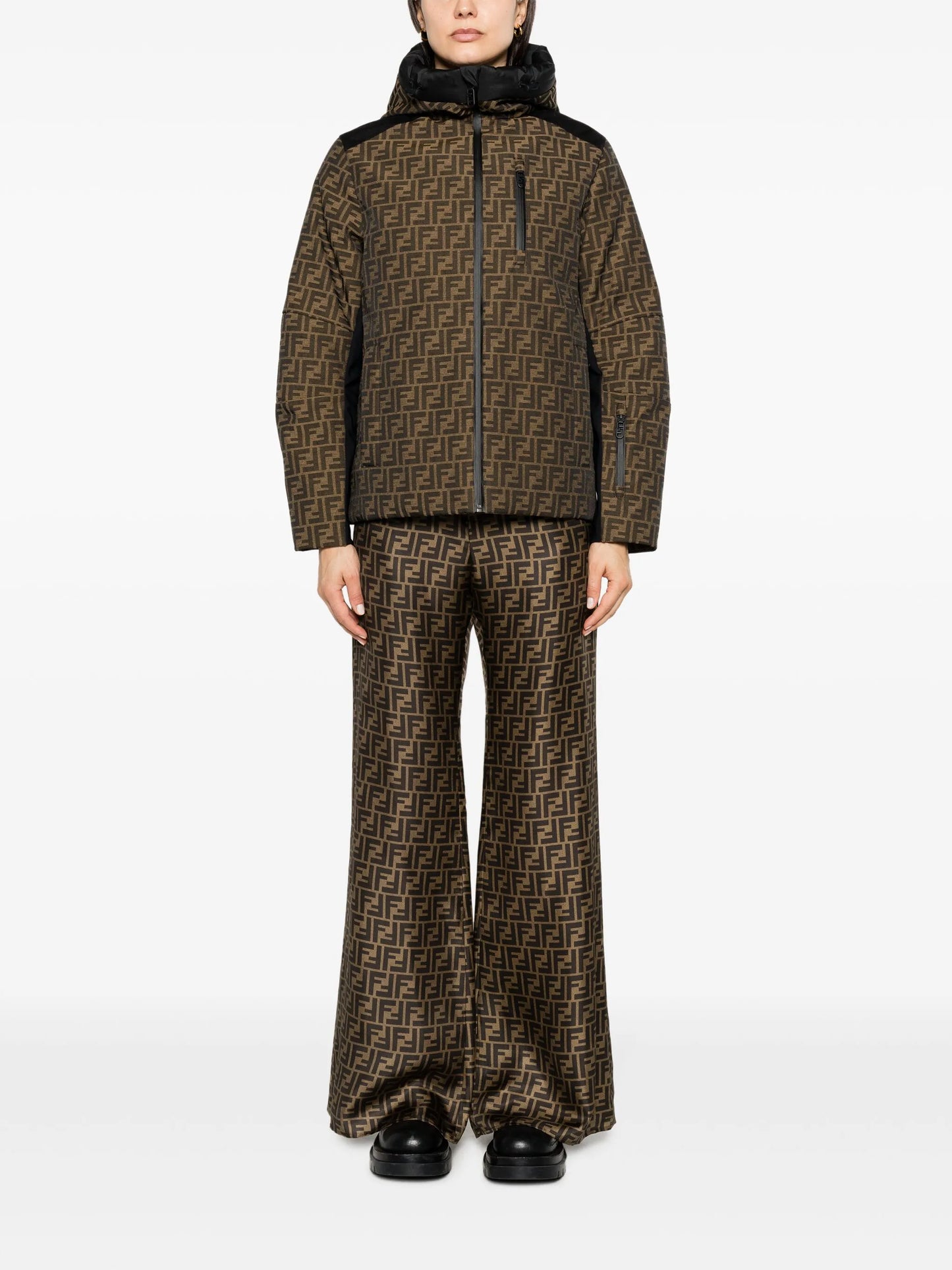 FF-print silk palazzo pants