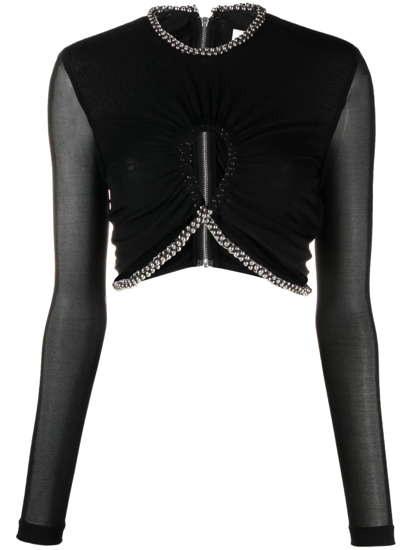 barball-embellished cut-out crop top