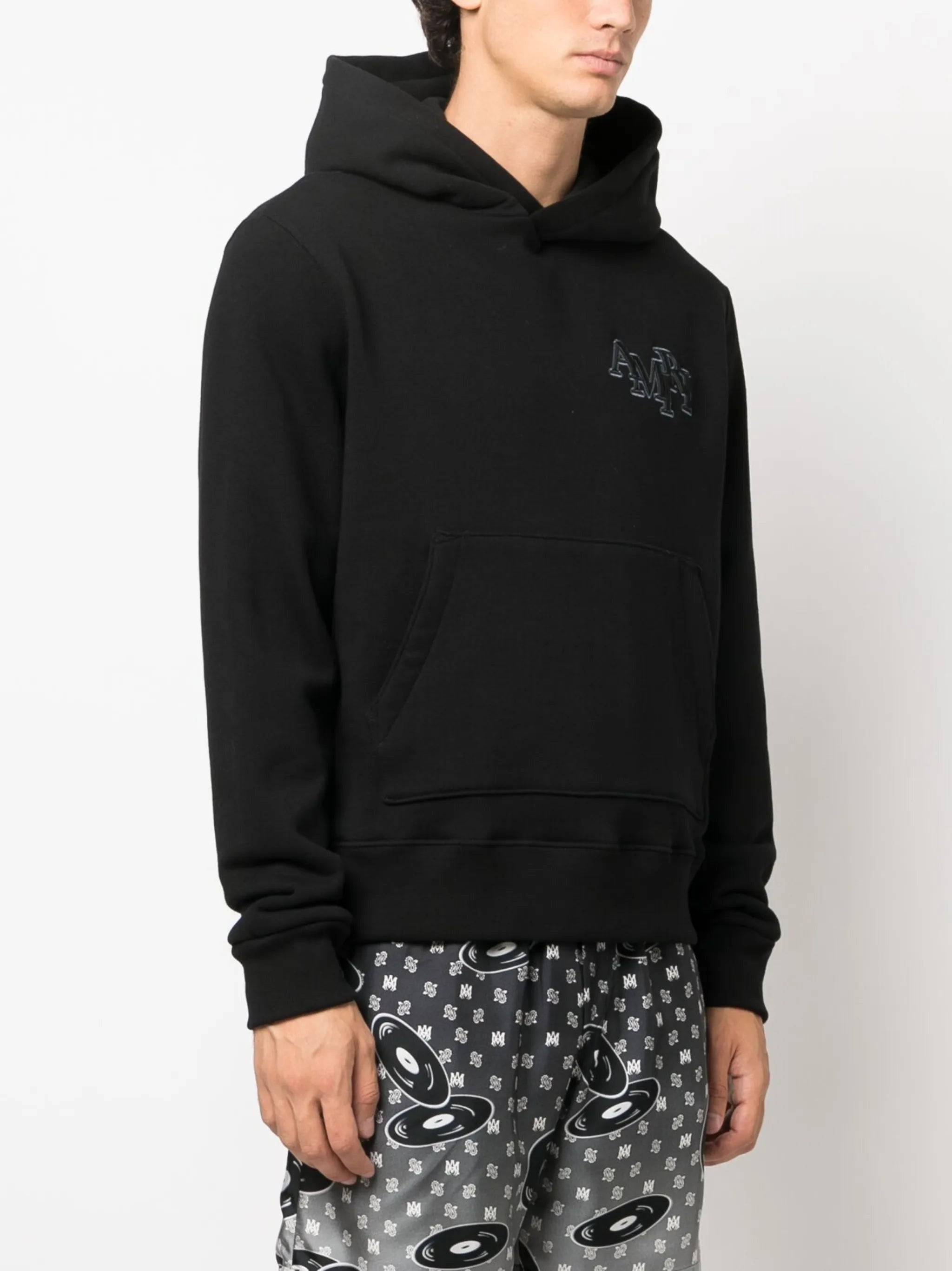 logo-patch cotton hoodie