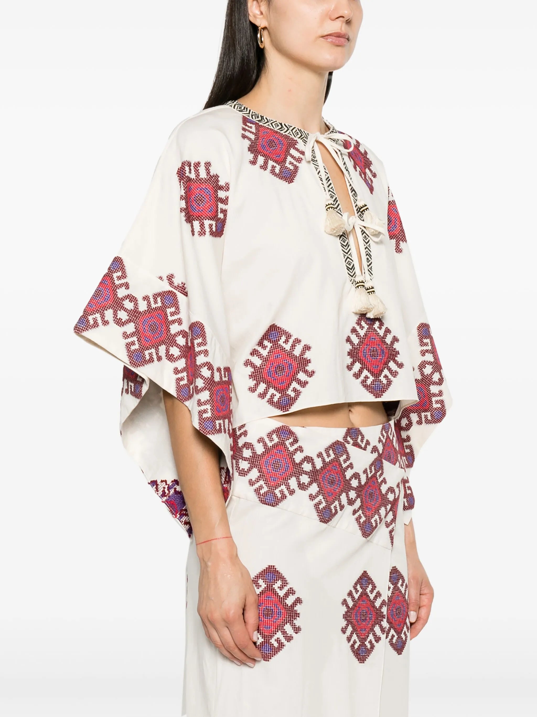 tassel-detail jacquard blouse