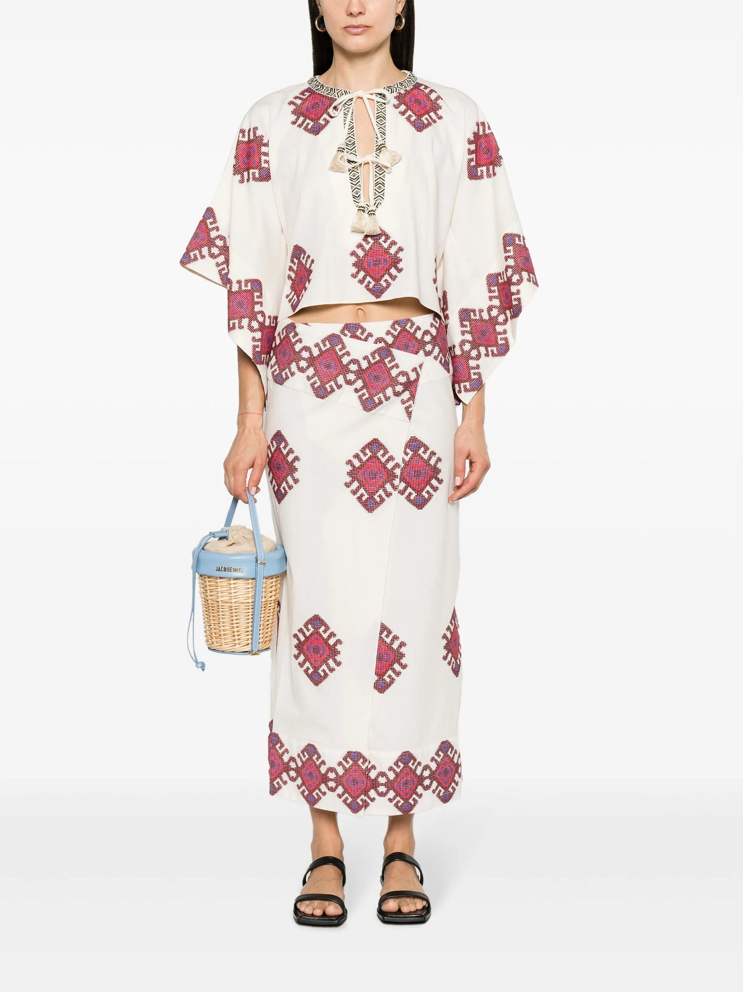tassel-detail jacquard blouse
