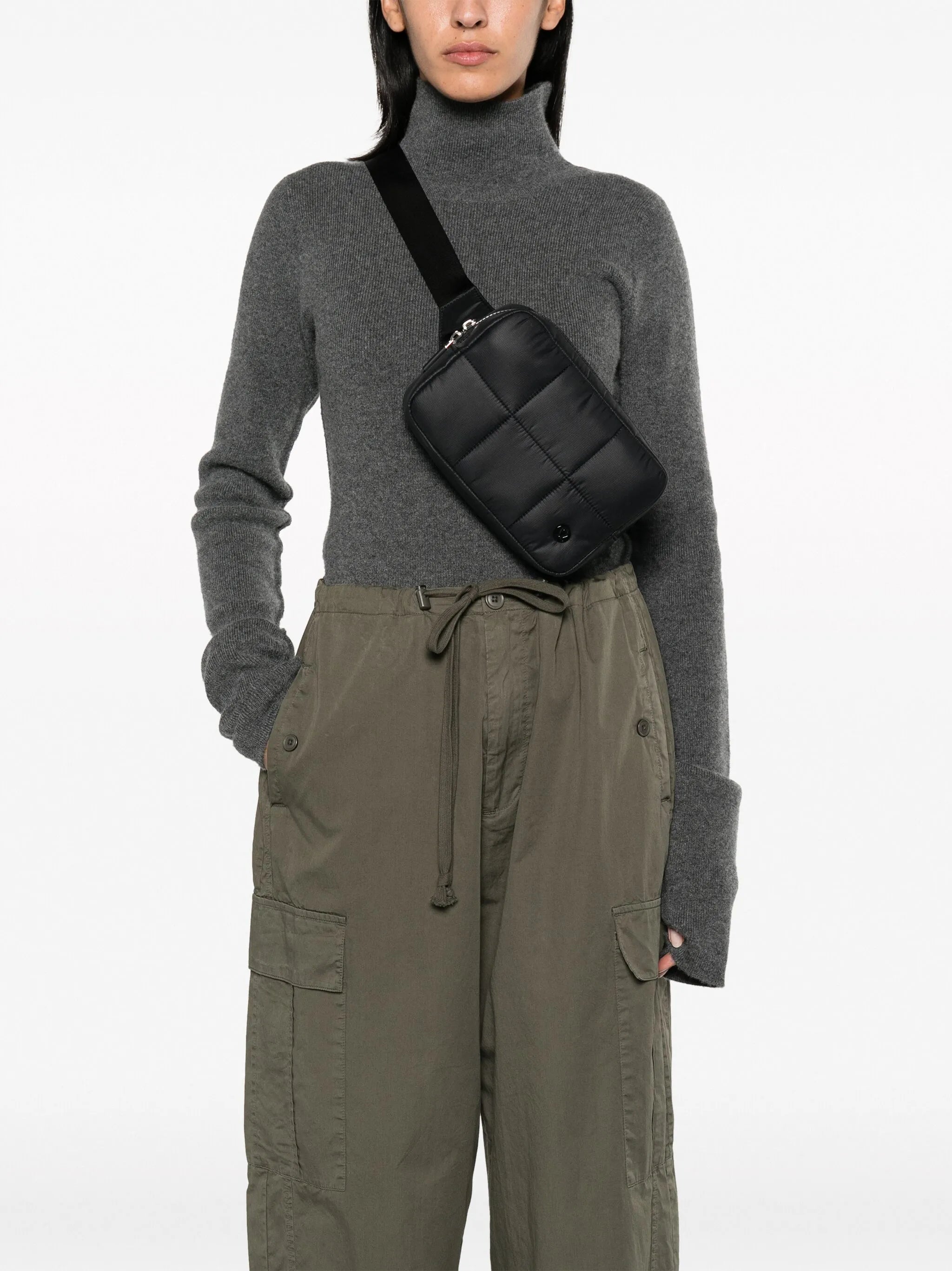 Grid quilted belt bag