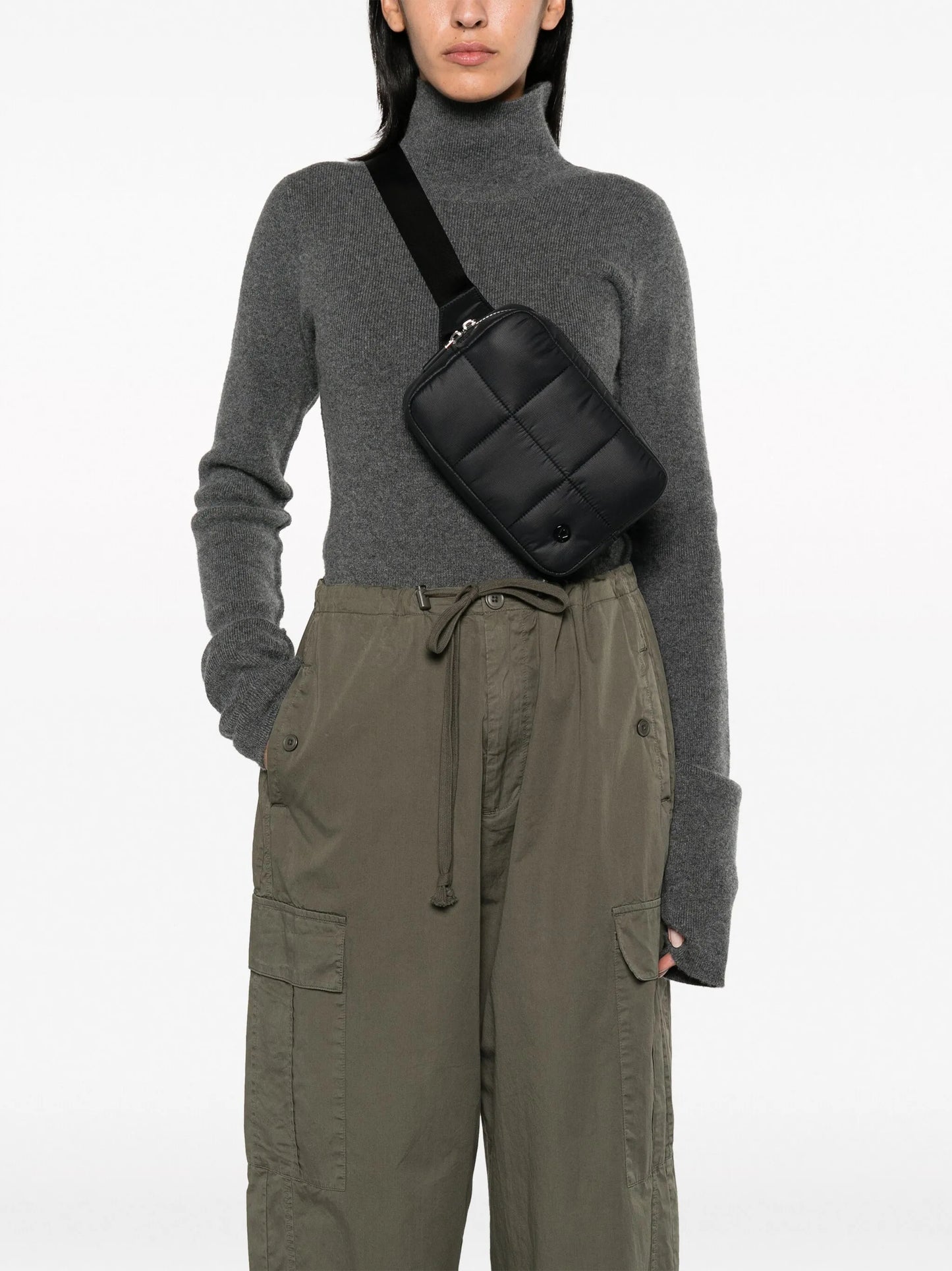 Grid quilted belt bag