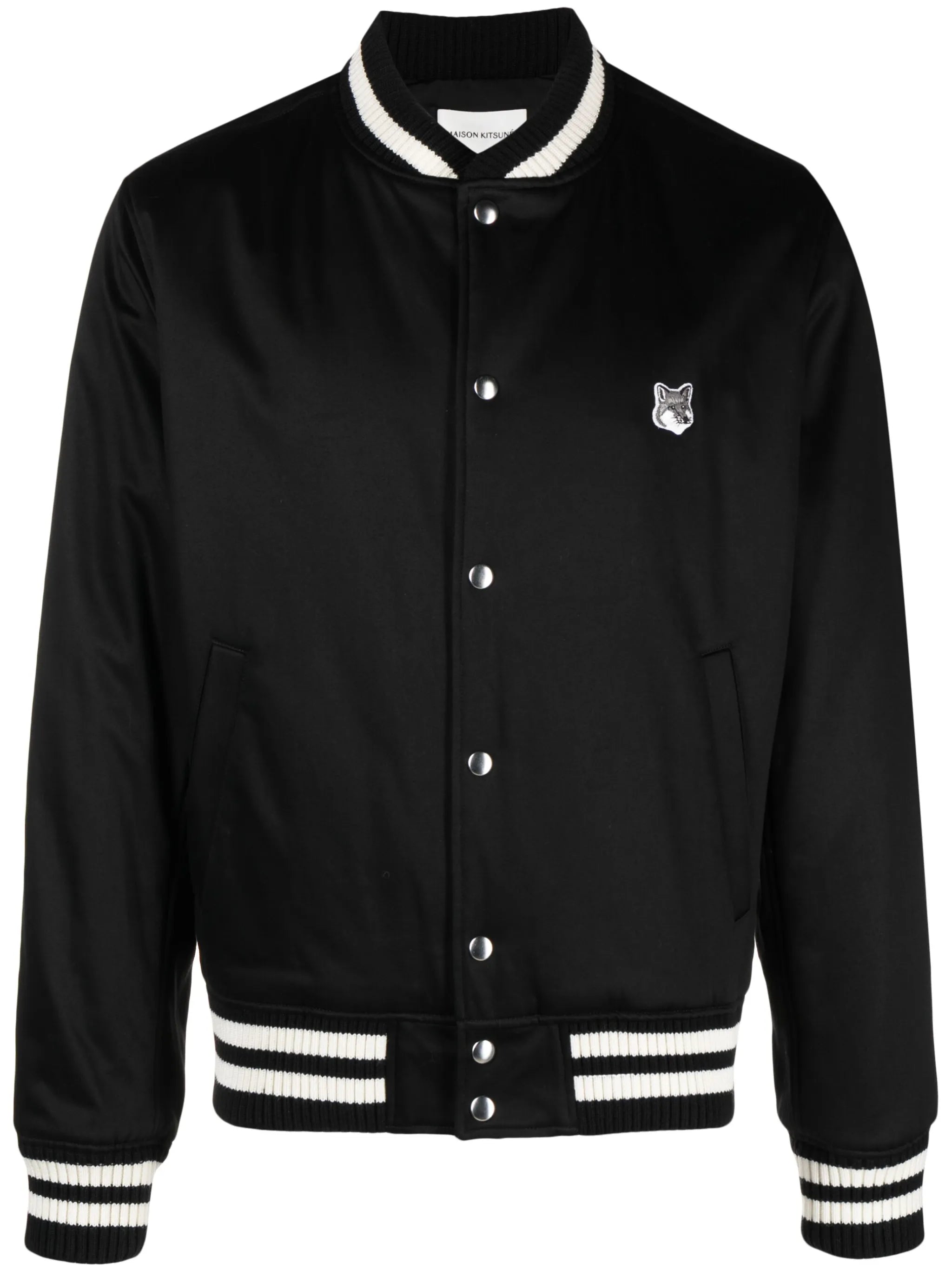 Fox-patch satin bomber jacket