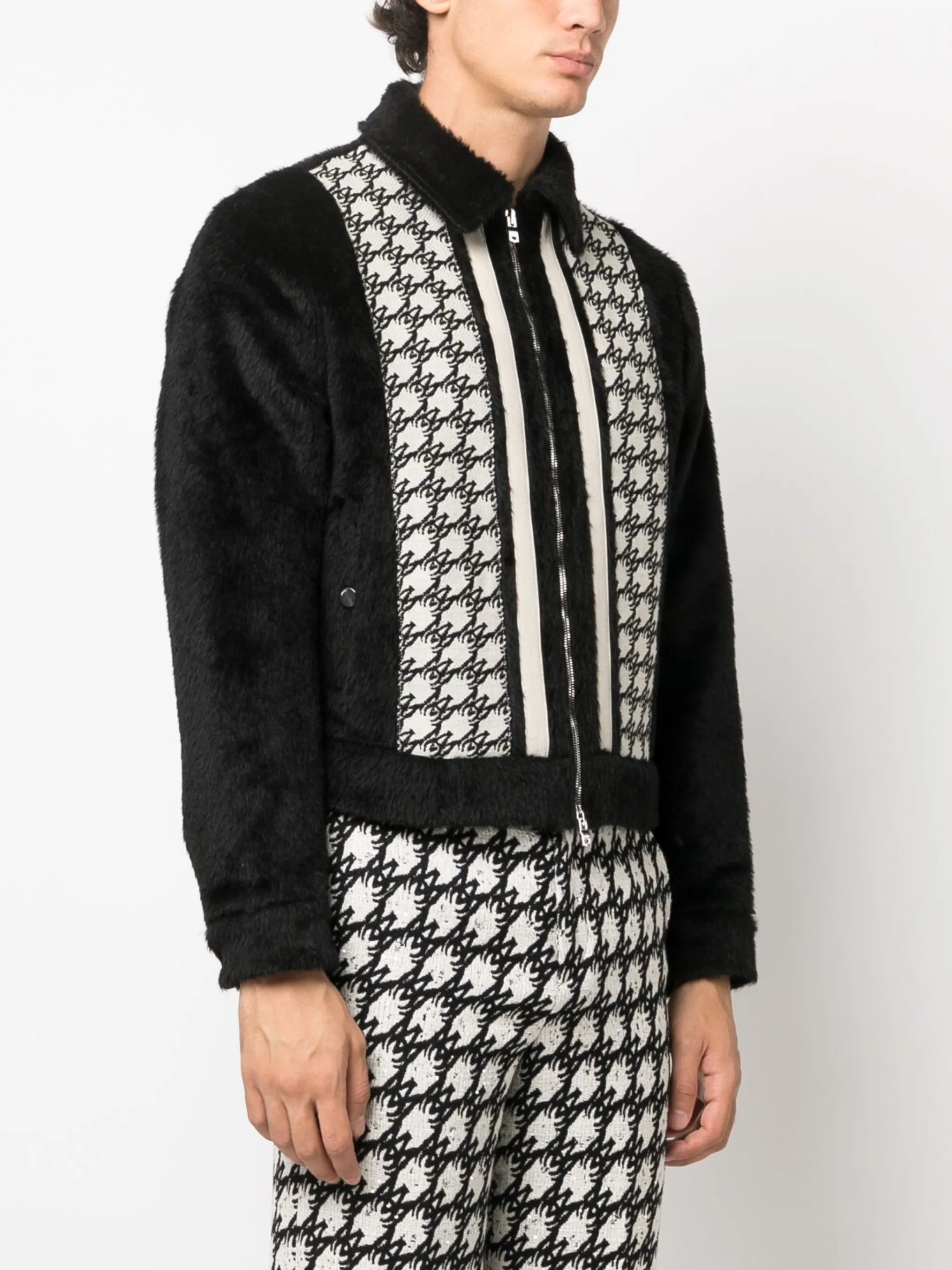 panelled alpaca-wool jacket