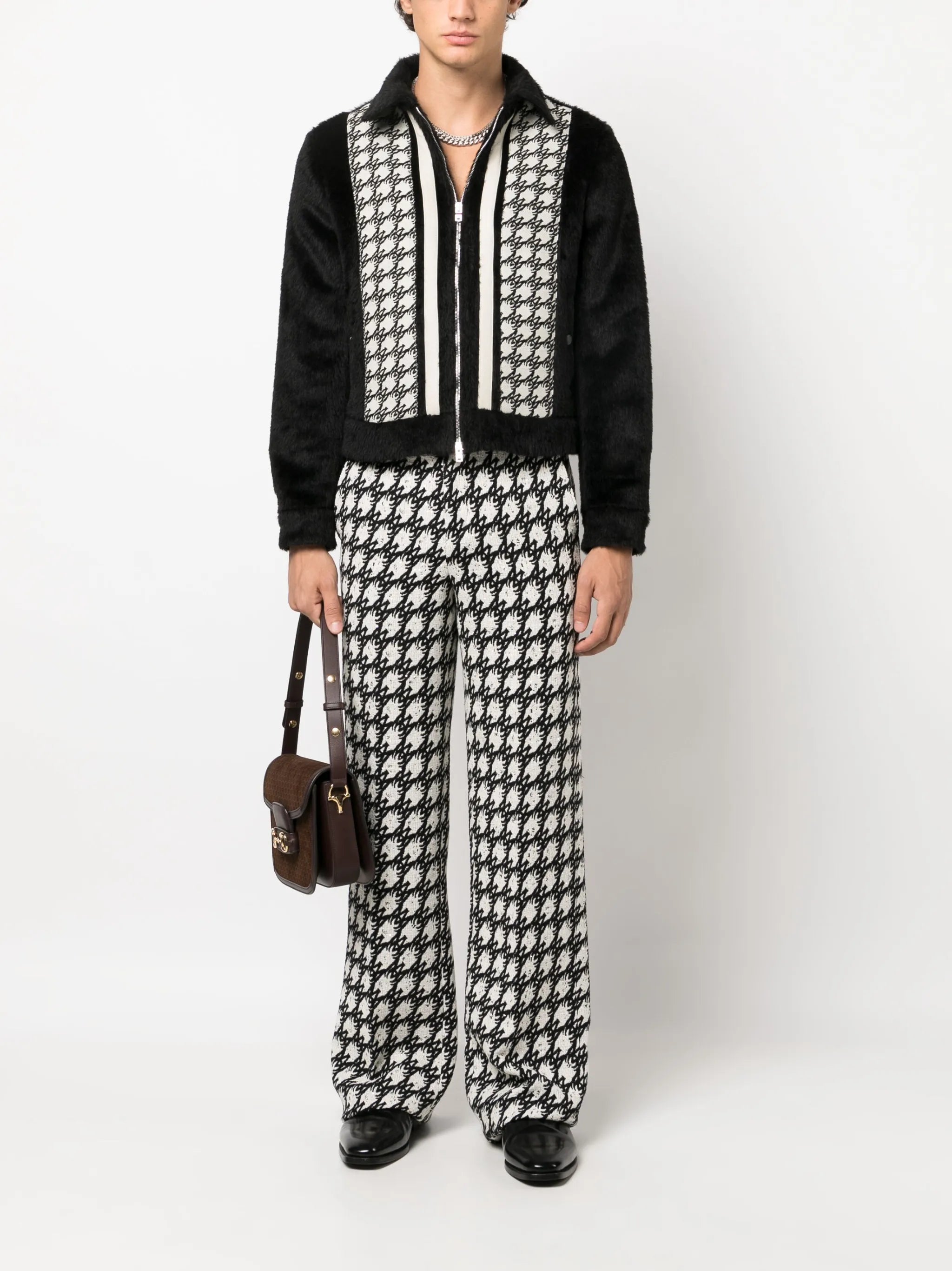 panelled alpaca-wool jacket