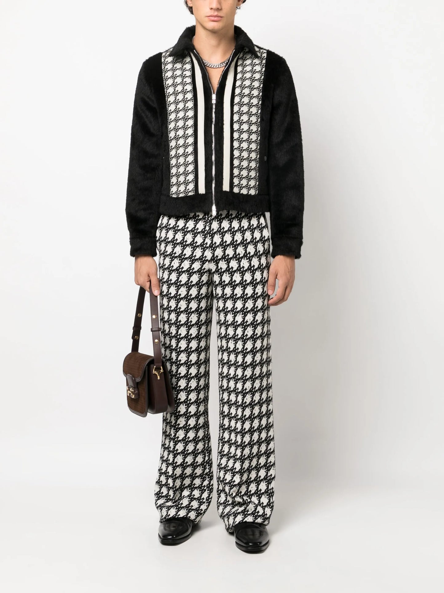 panelled alpaca-wool jacket