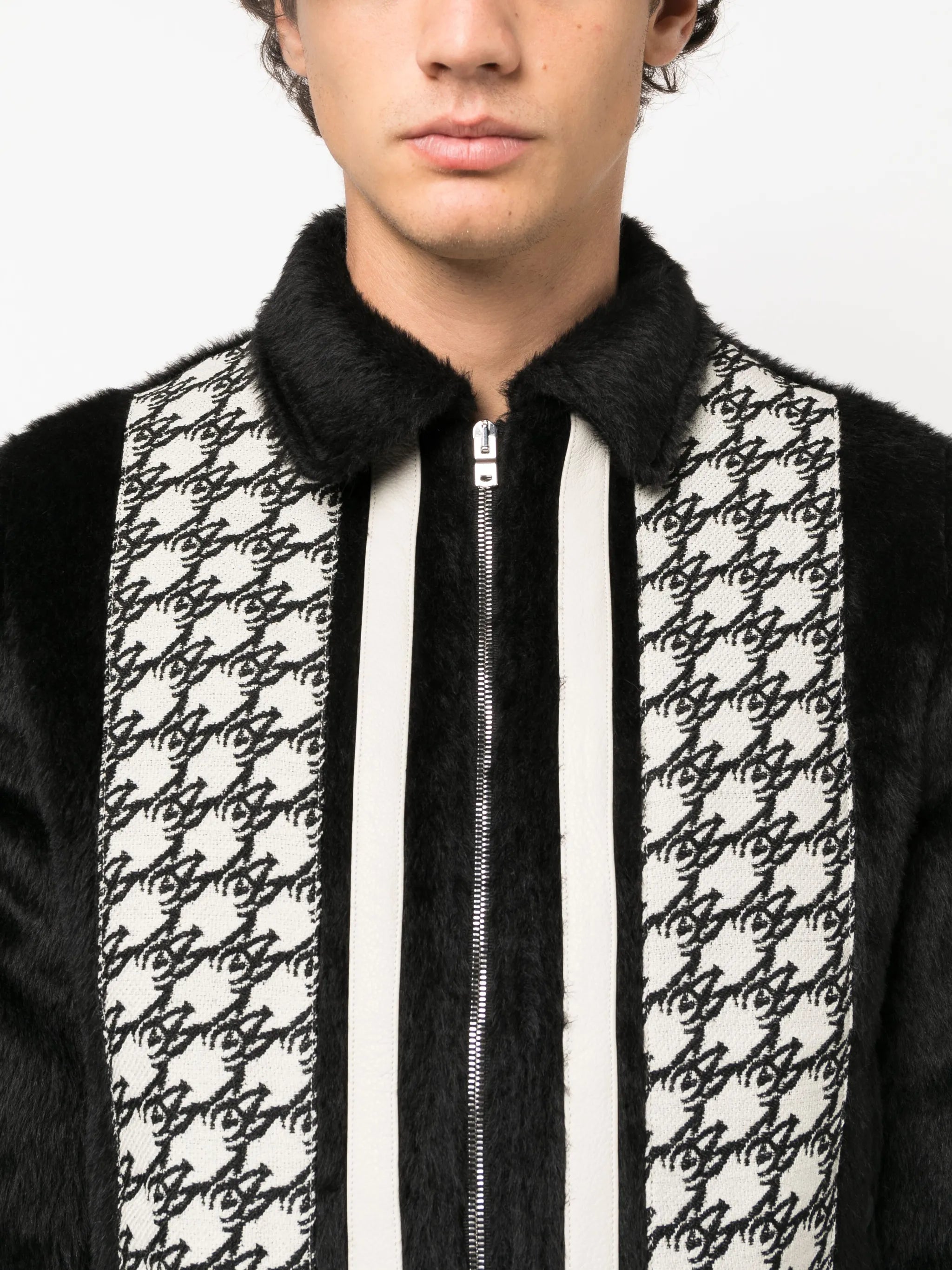 panelled alpaca-wool jacket