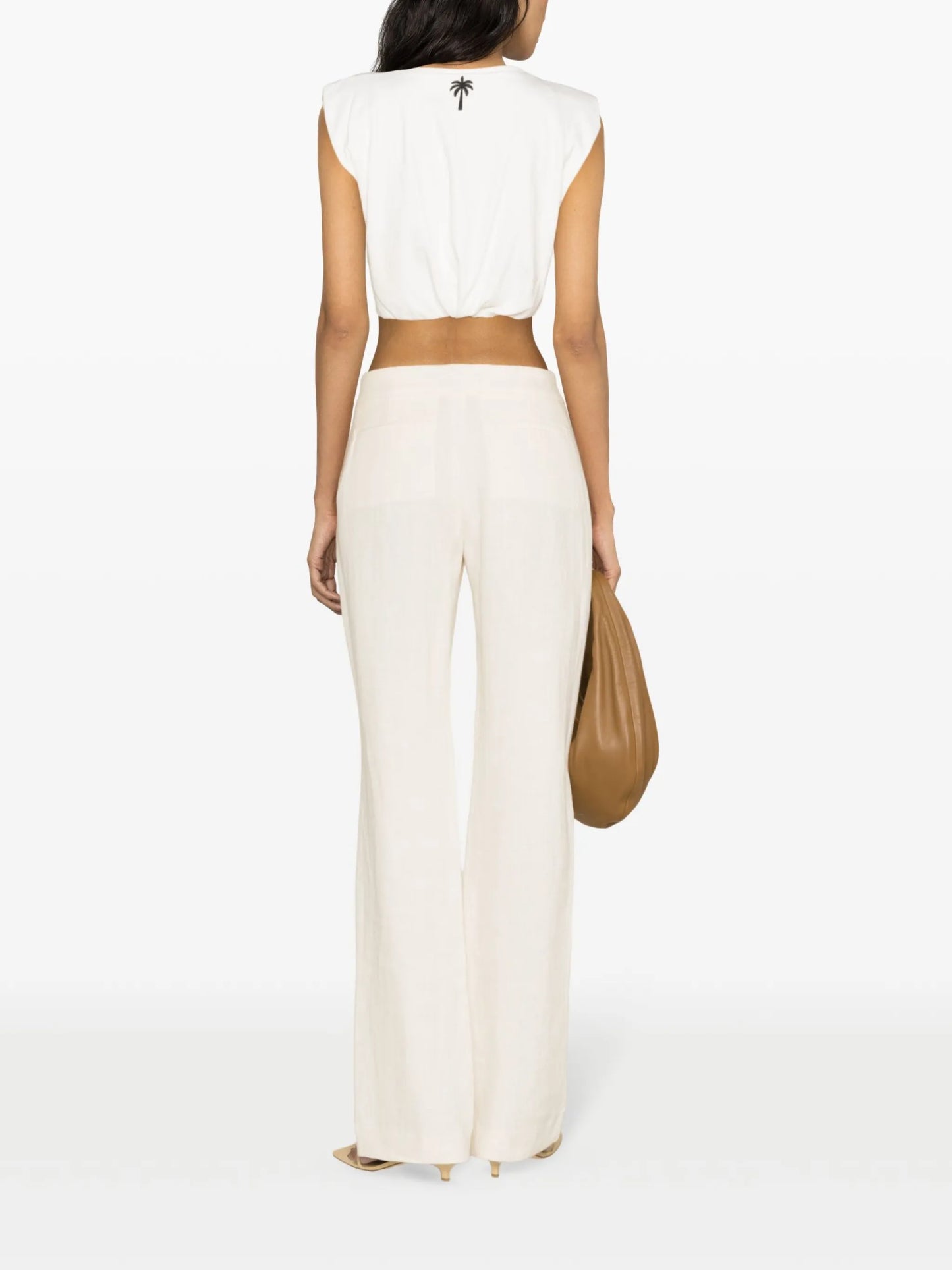sleeveless ruched cropped top