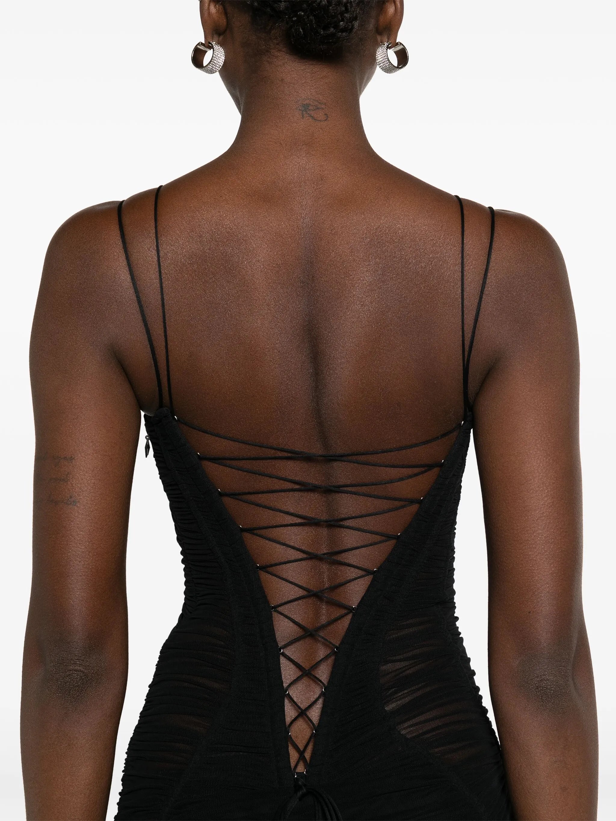 mesh fitted midi dress