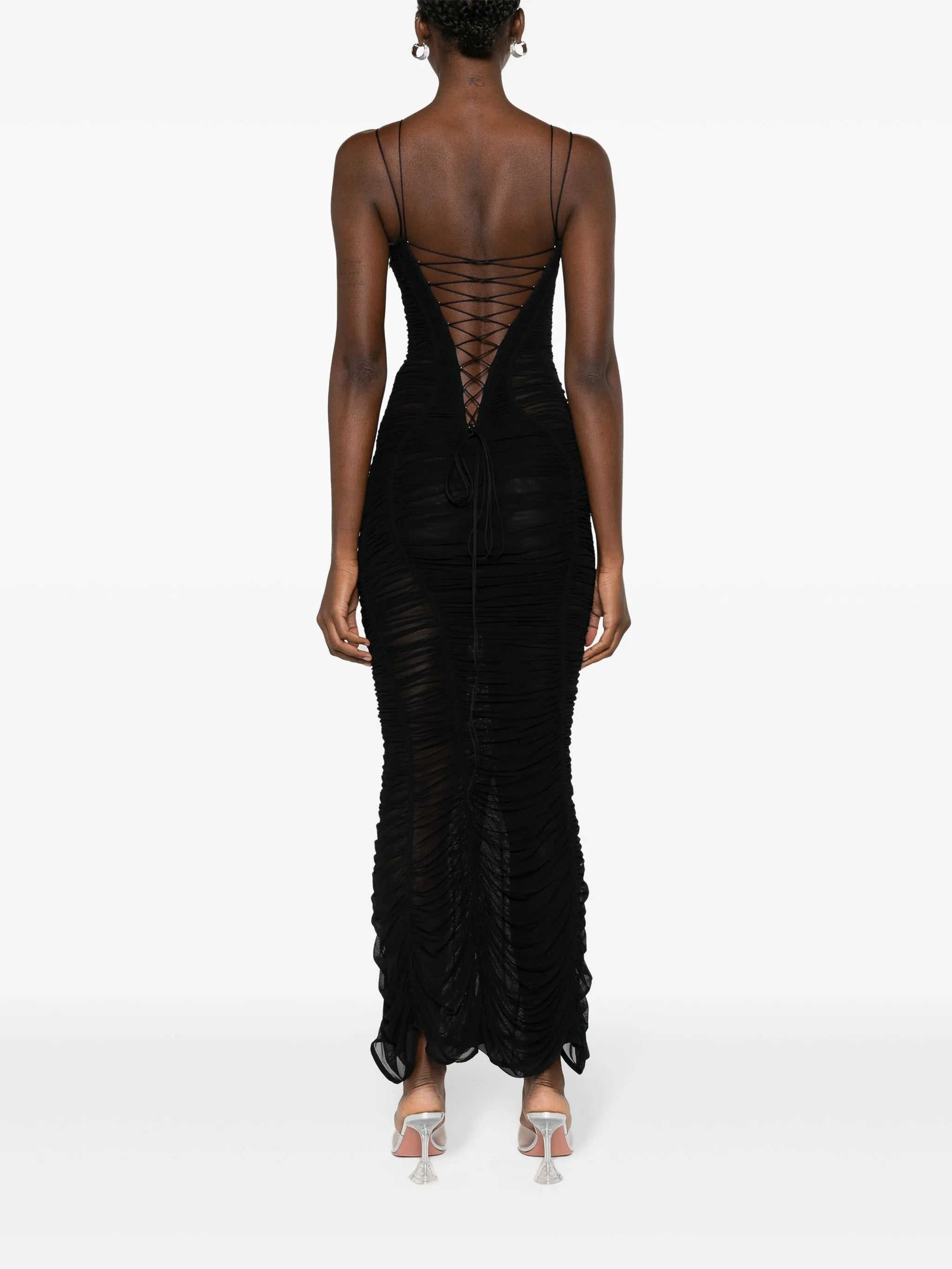 mesh fitted midi dress