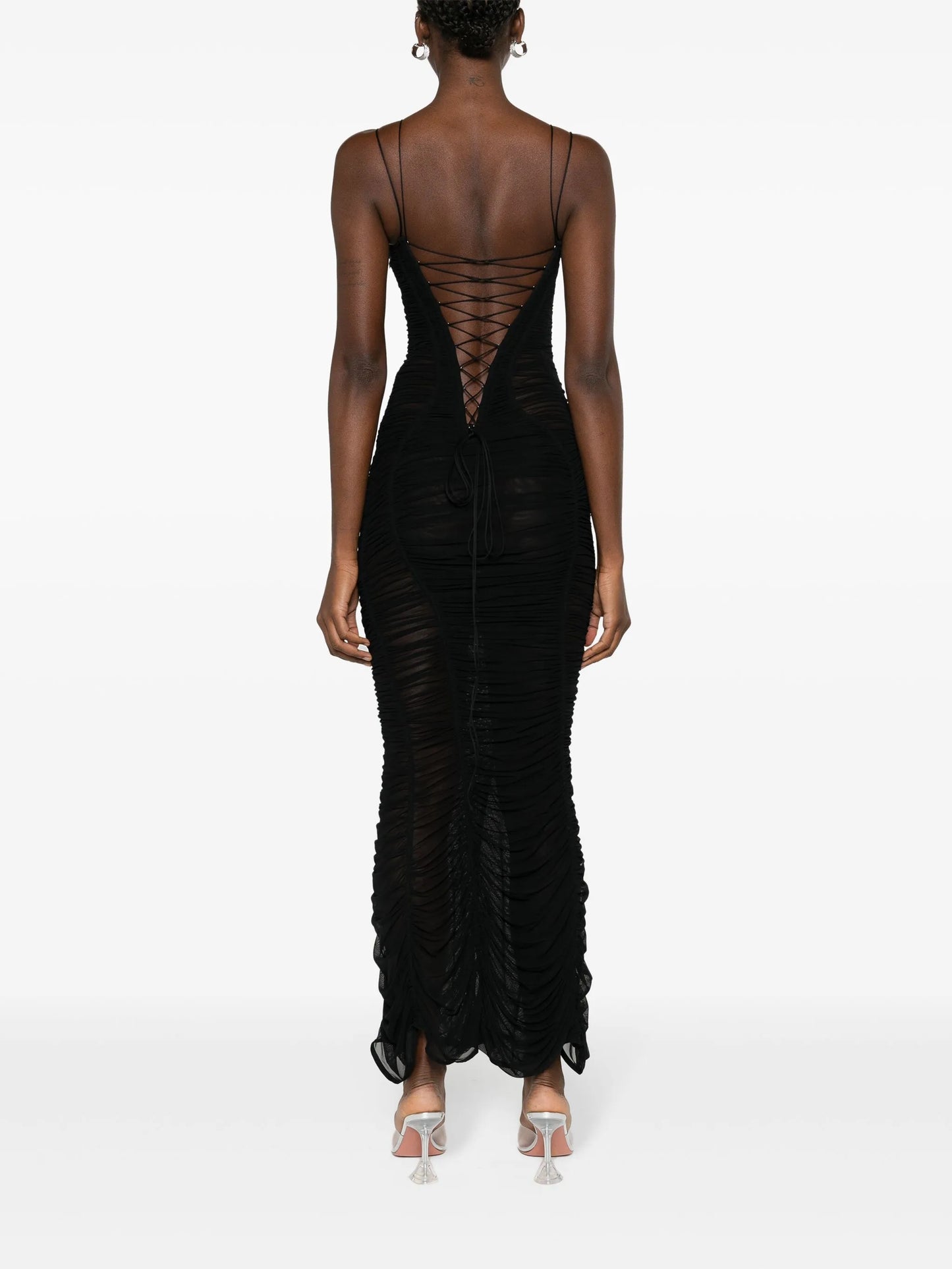 mesh fitted midi dress