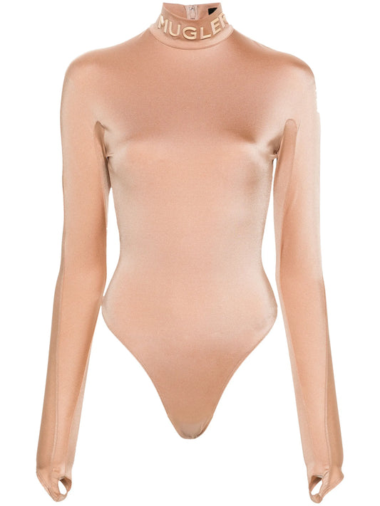 logo-lettering mock-neck bodysuit