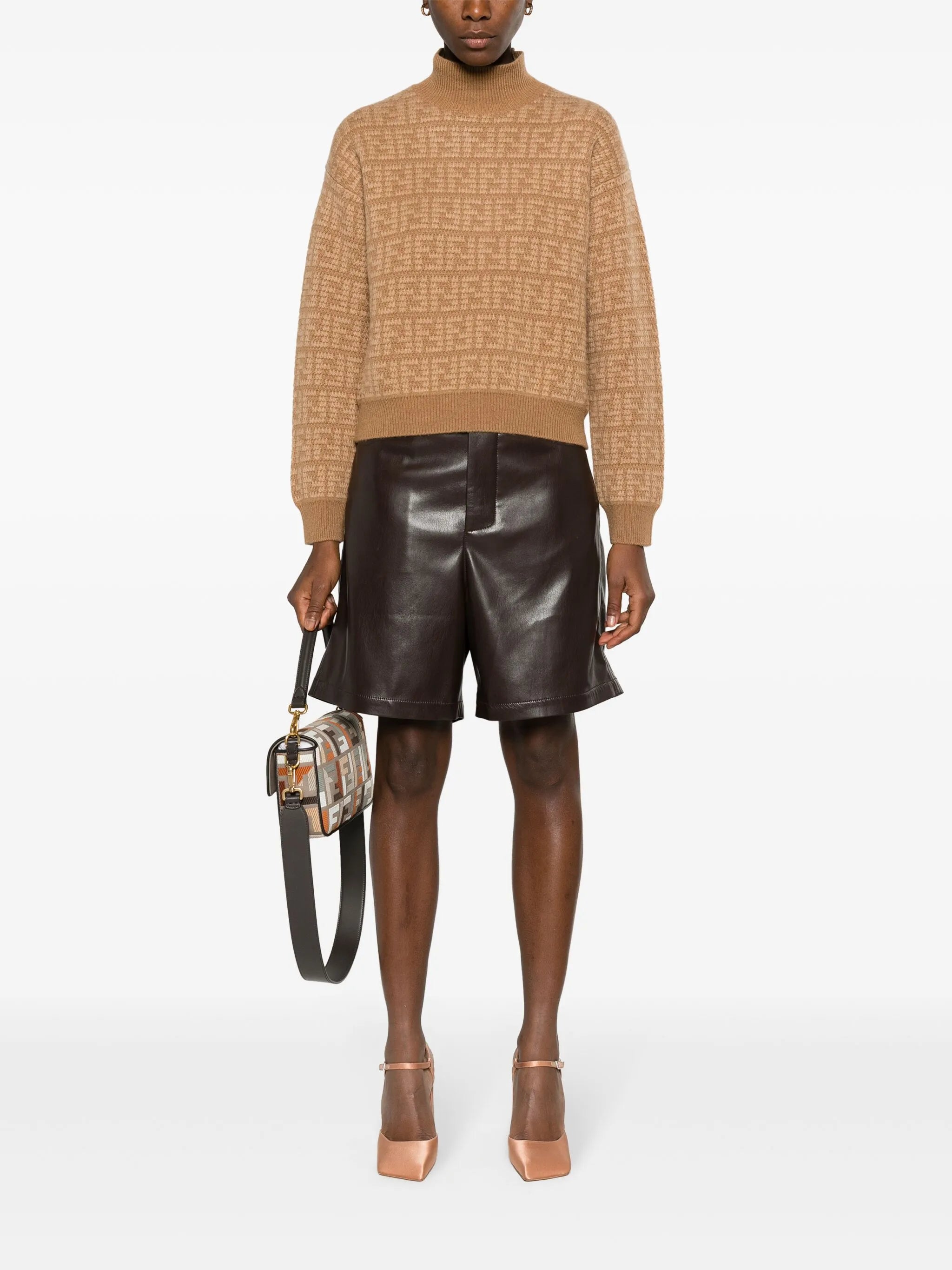 FF-monogram crochet-knit jumper