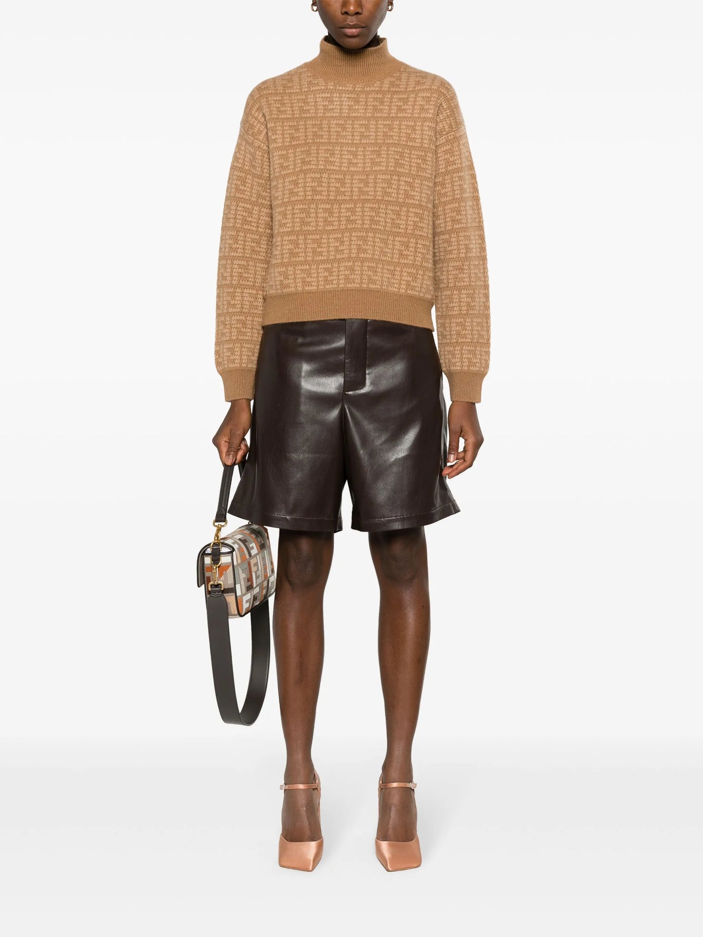 FF-monogram crochet-knit jumper
