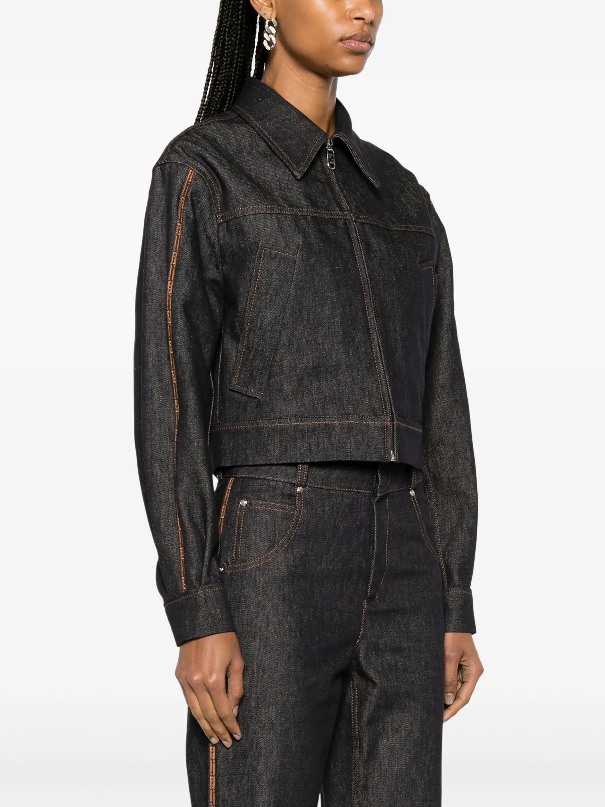 FF-embroidered denim jacket