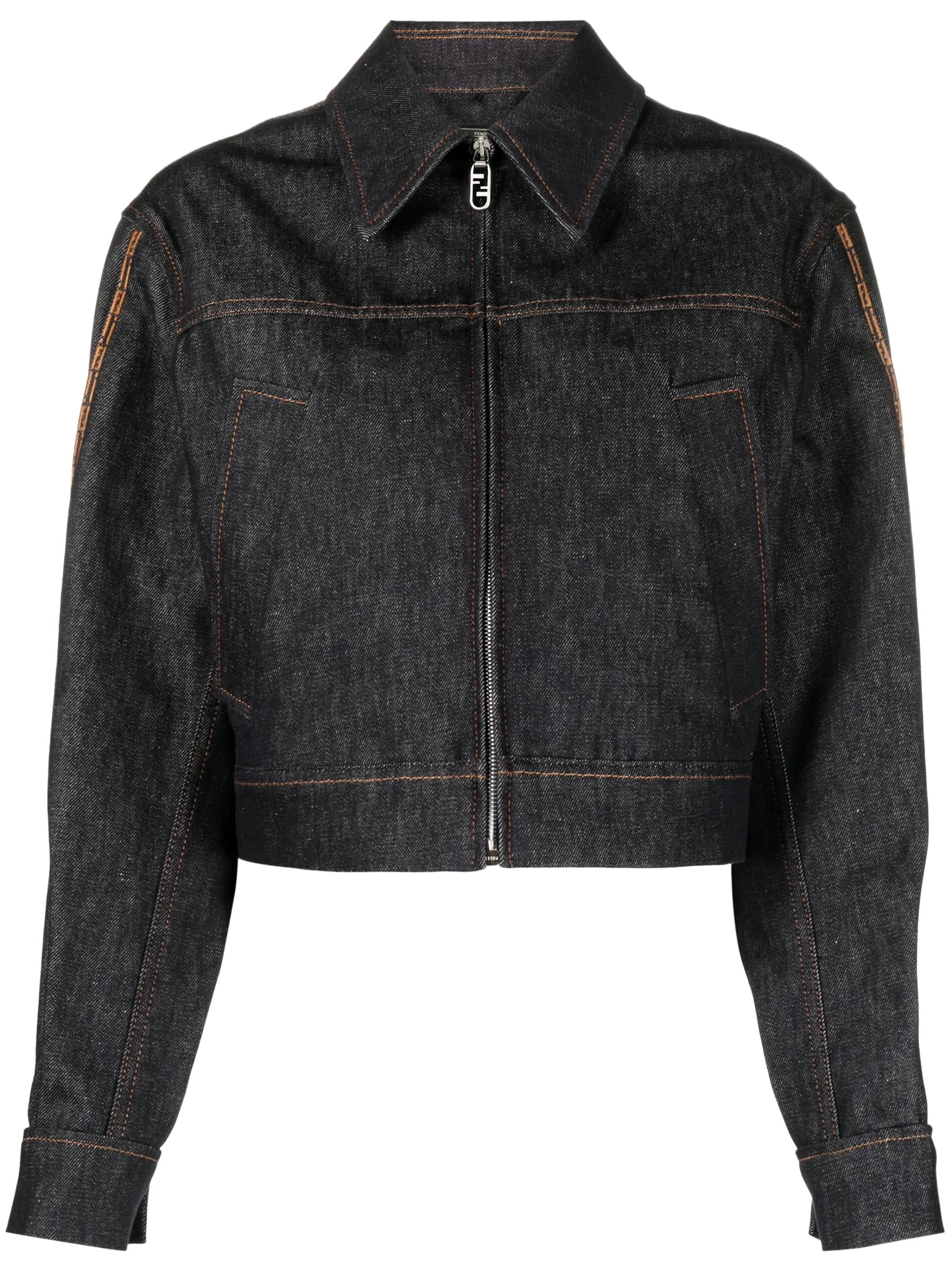 FF-embroidered denim jacket