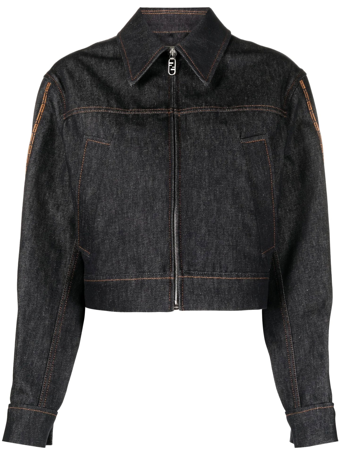 FF-embroidered denim jacket