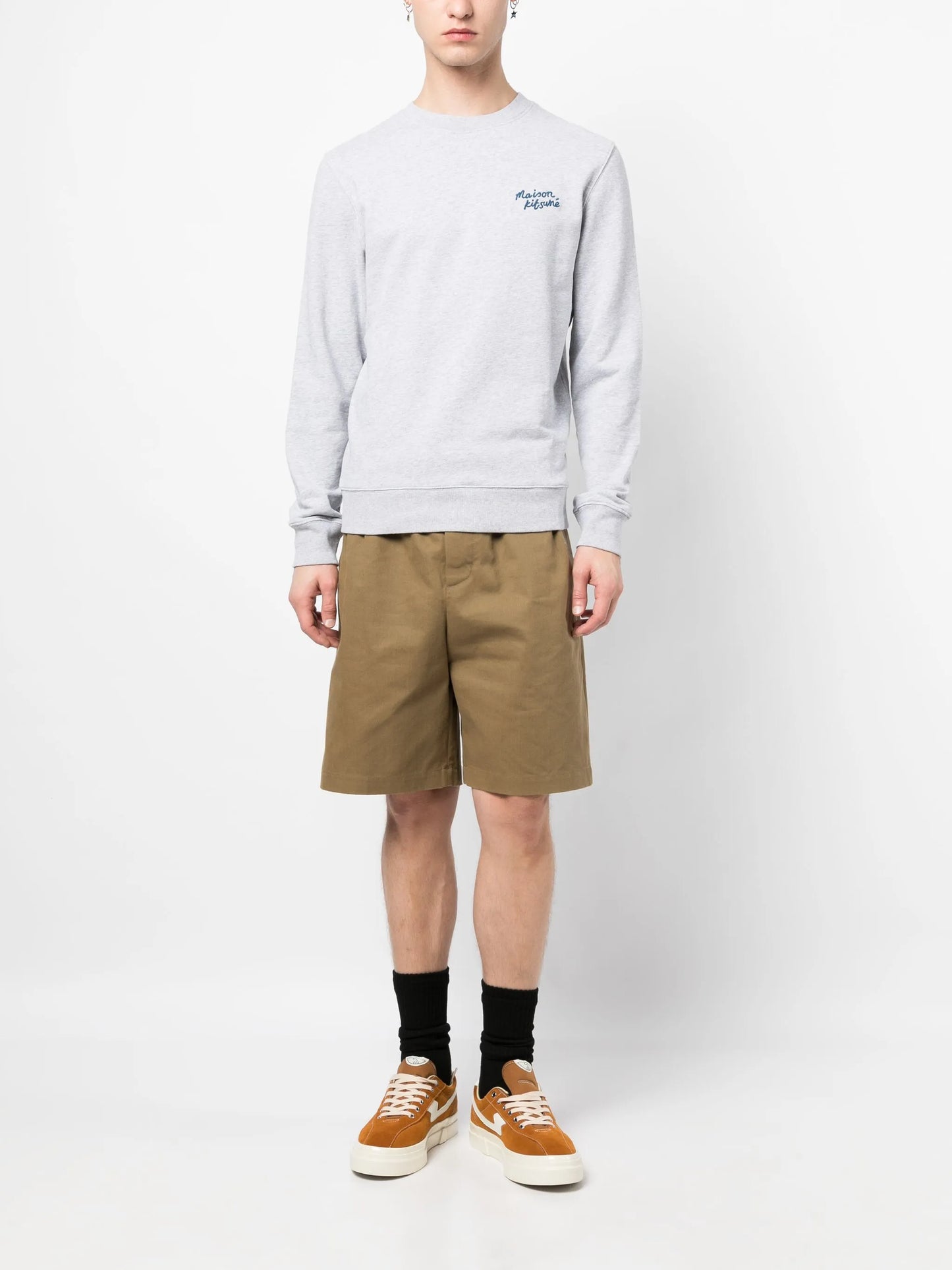 logo-embroidered mélange-effect sweatshirt