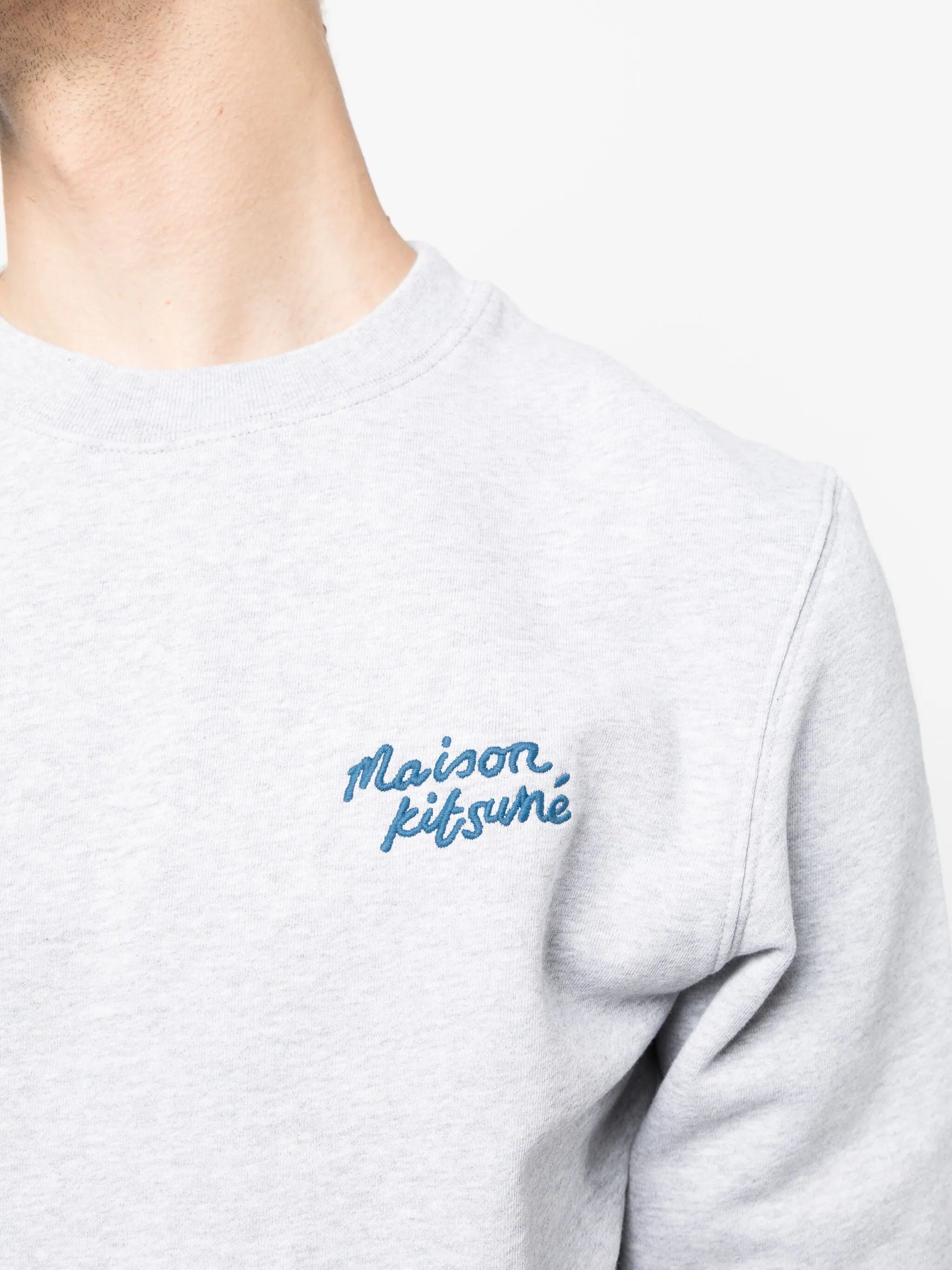 logo-embroidered mélange-effect sweatshirt