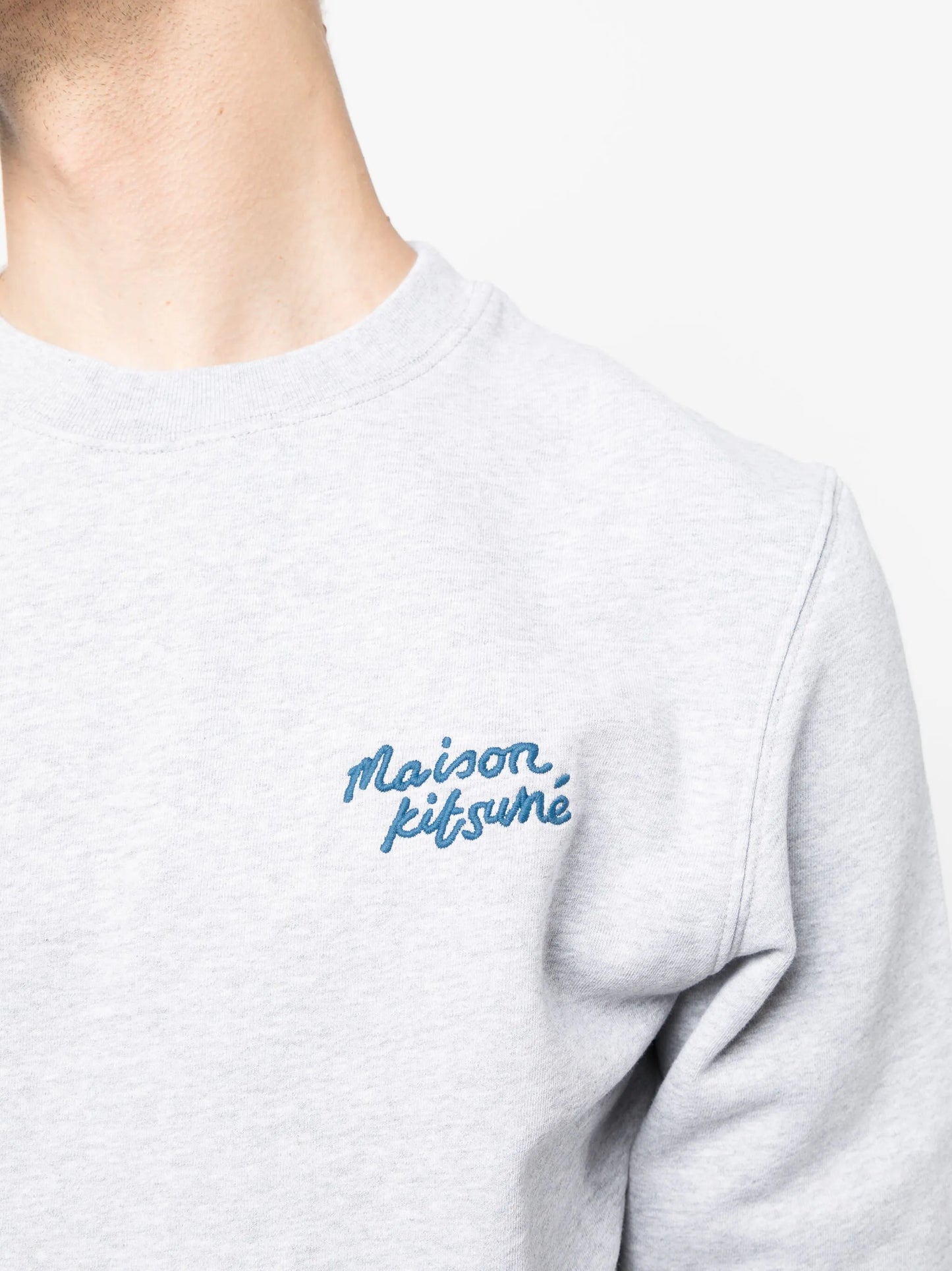 logo-embroidered mélange-effect sweatshirt