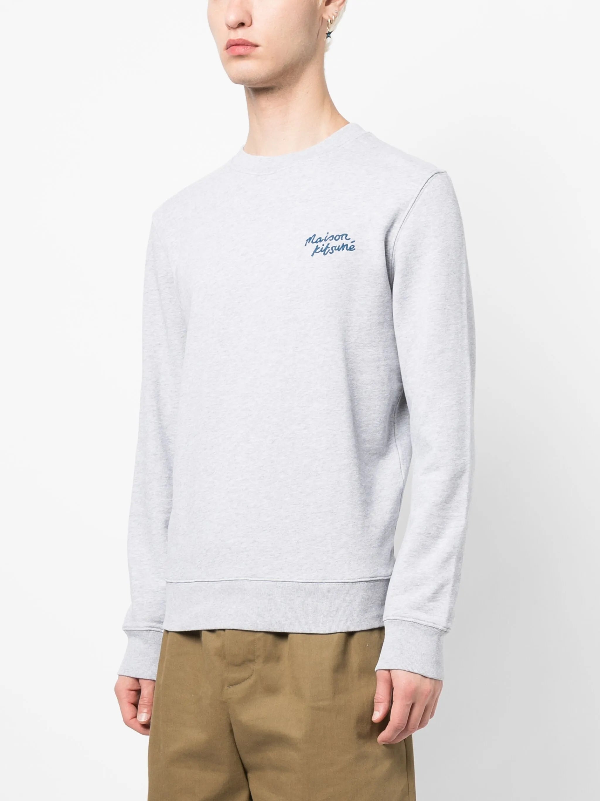 logo-embroidered mélange-effect sweatshirt