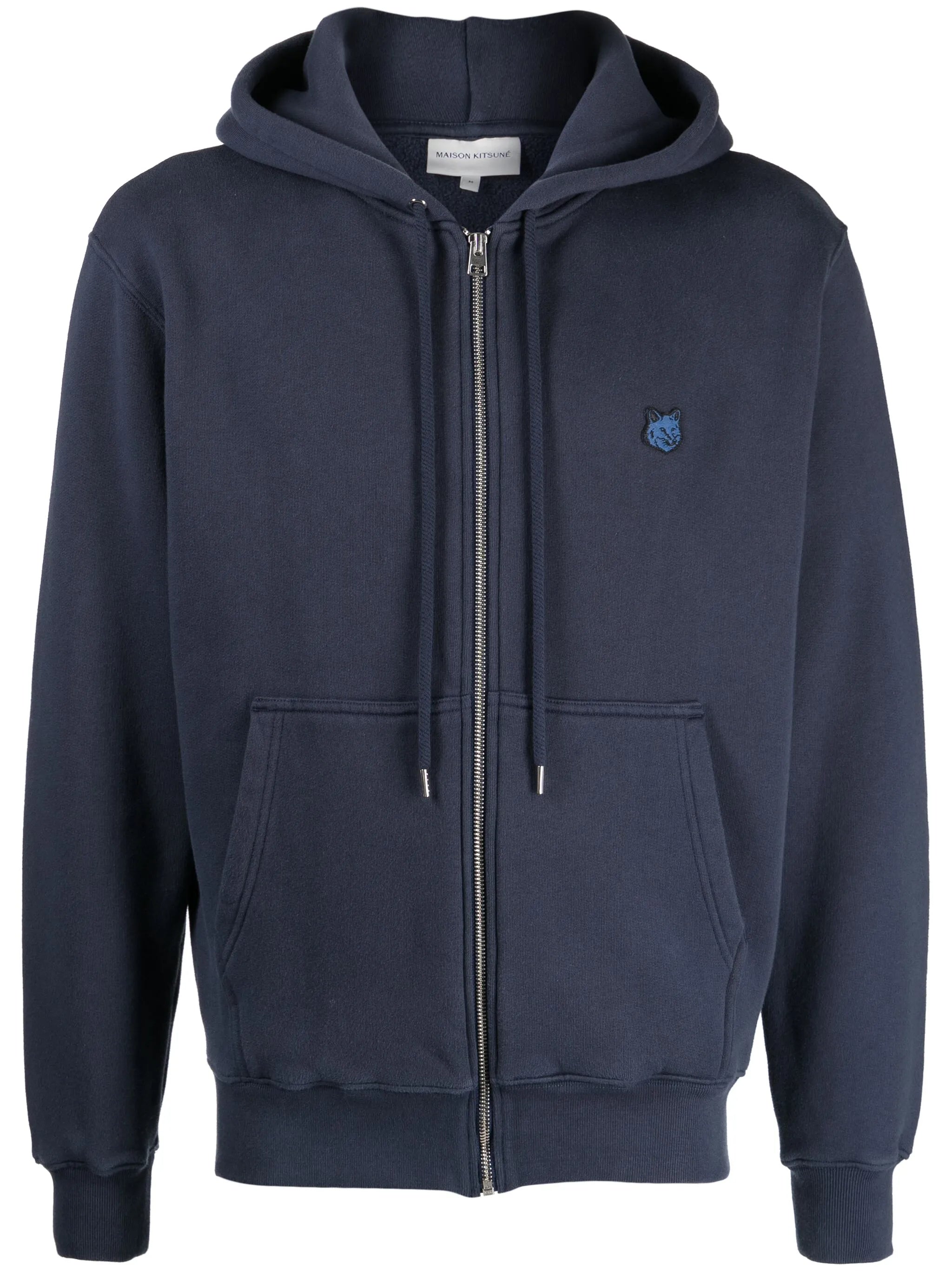 Fox-patch cotton drawstring hoodie