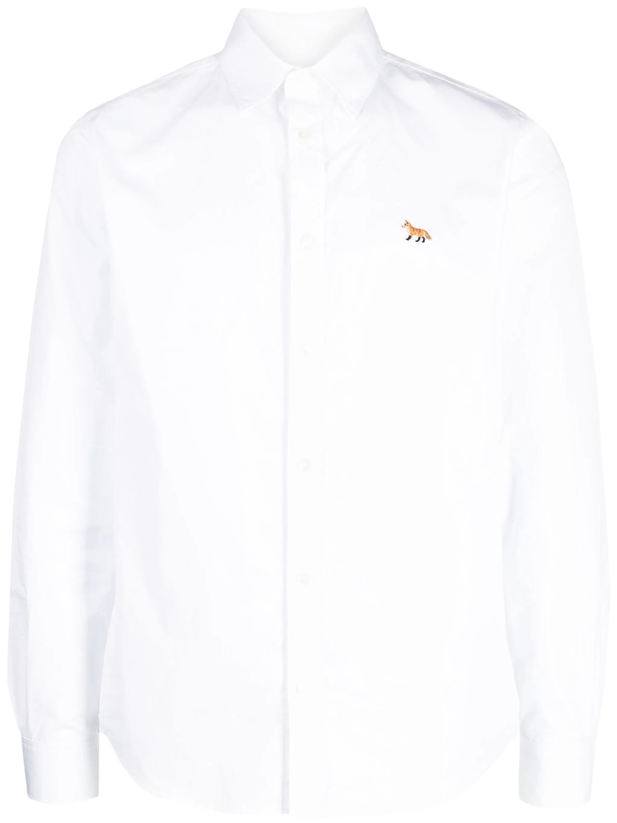 fox-motif button-up cotton shirt