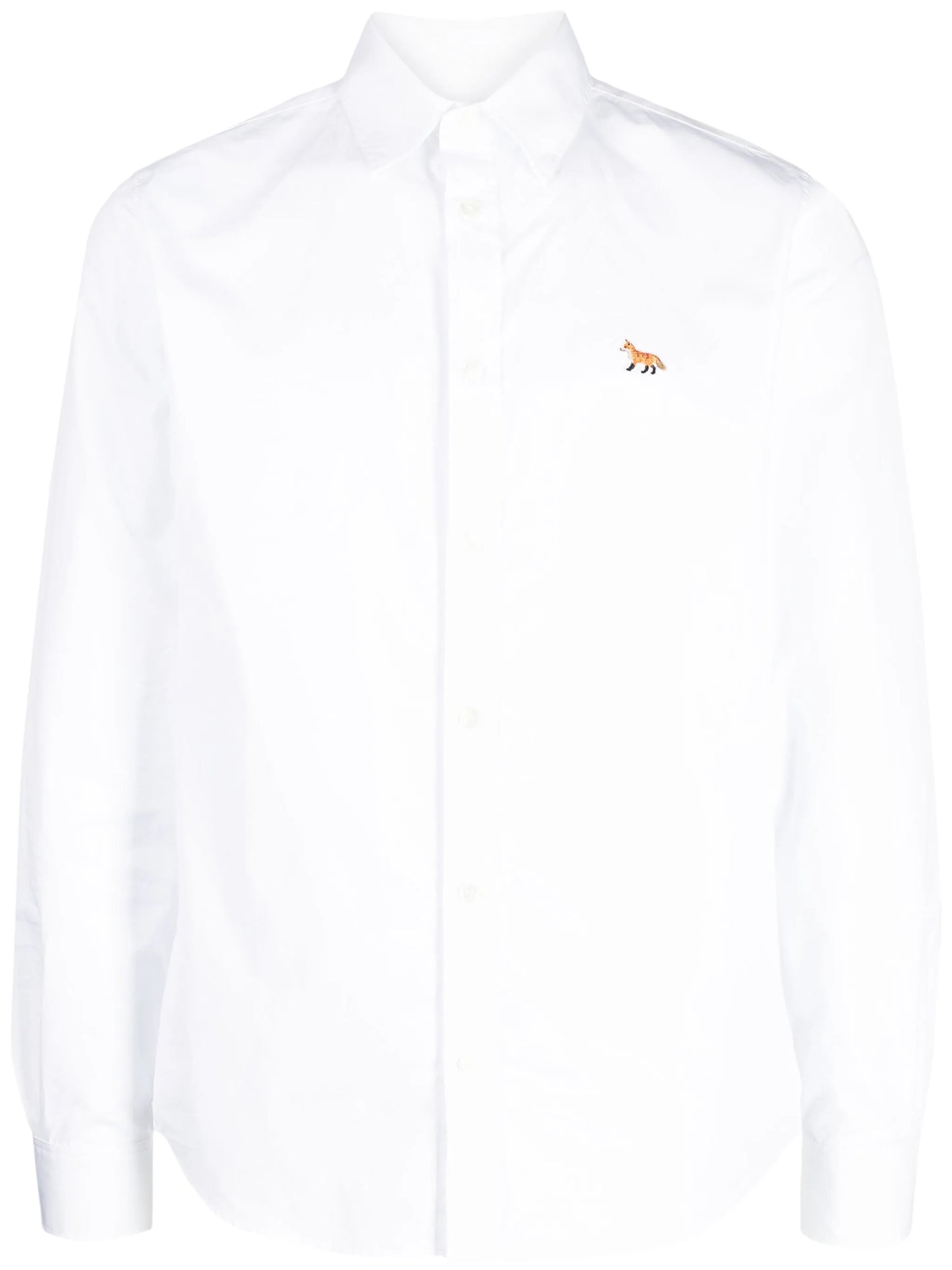 fox-motif button-up cotton shirt