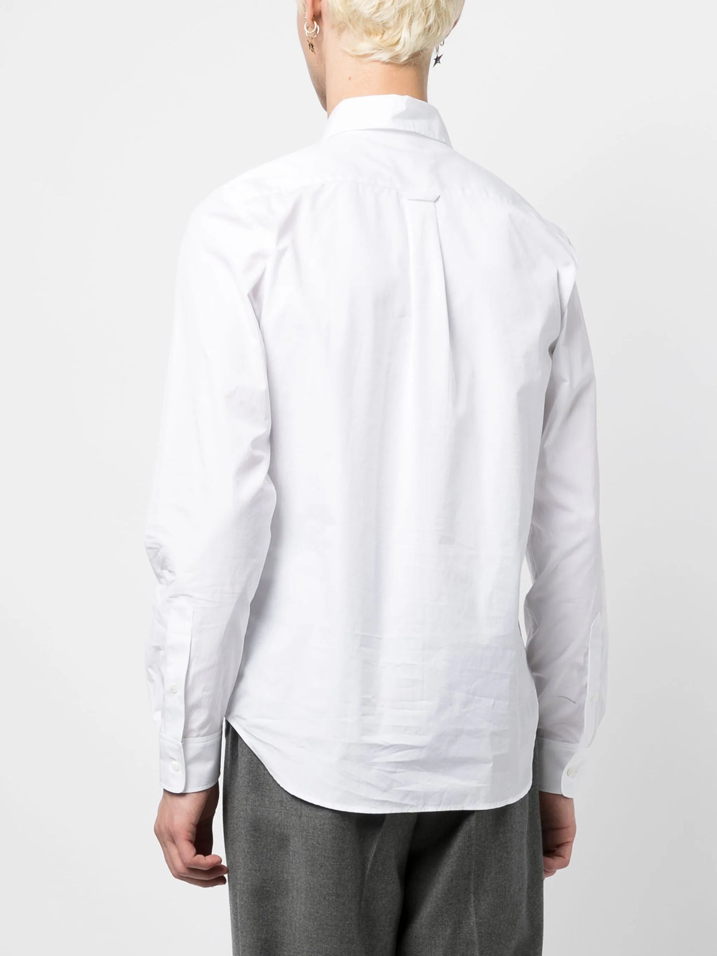 fox-motif button-up cotton shirt