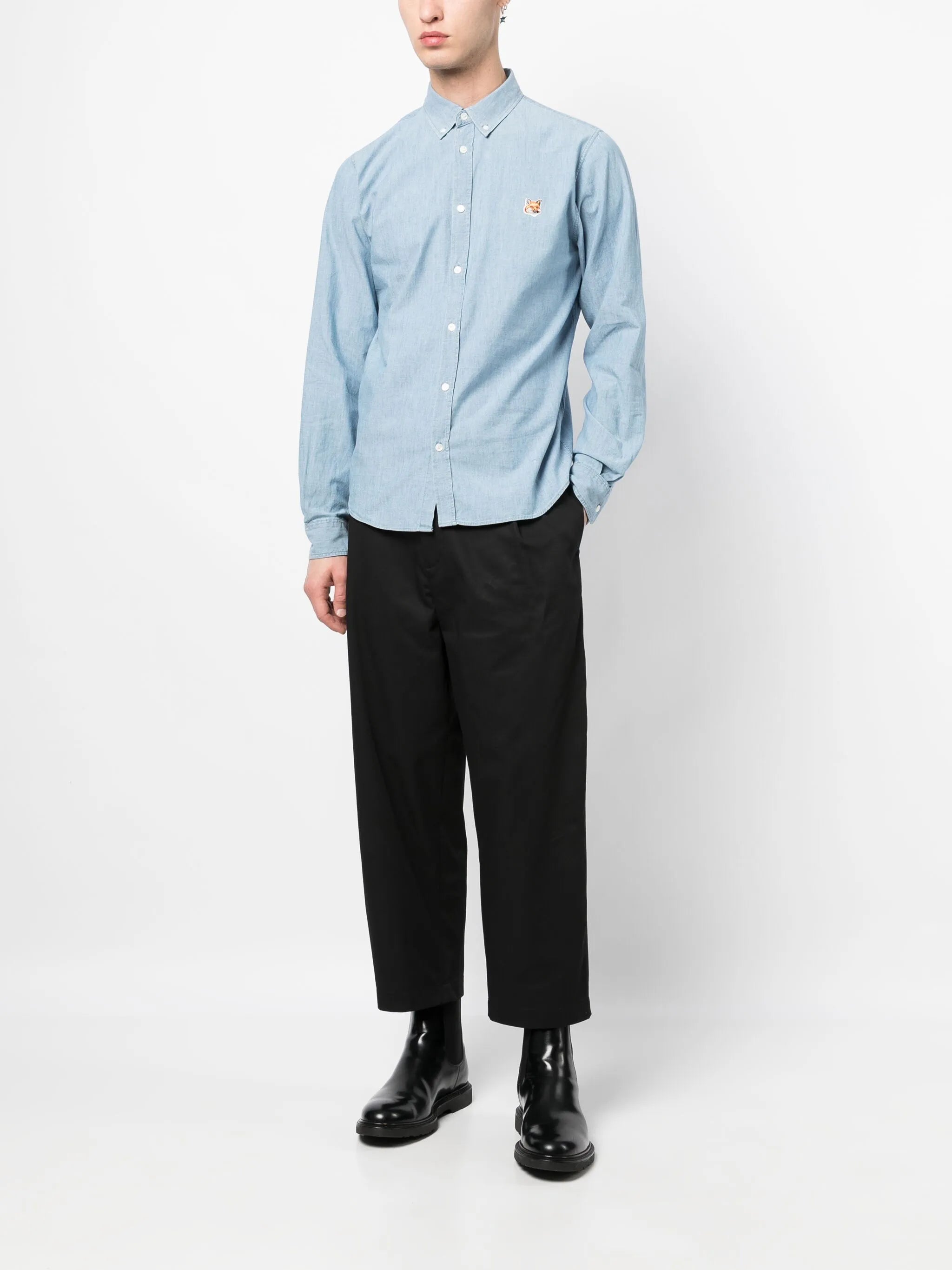 Fox-head patch cotton shirt